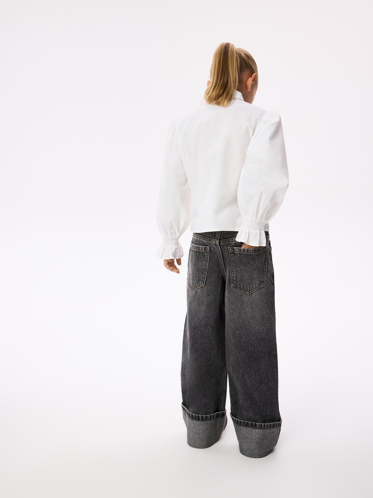 Black Super Wide Leg Jeans With Keychain, Black, large image number 3