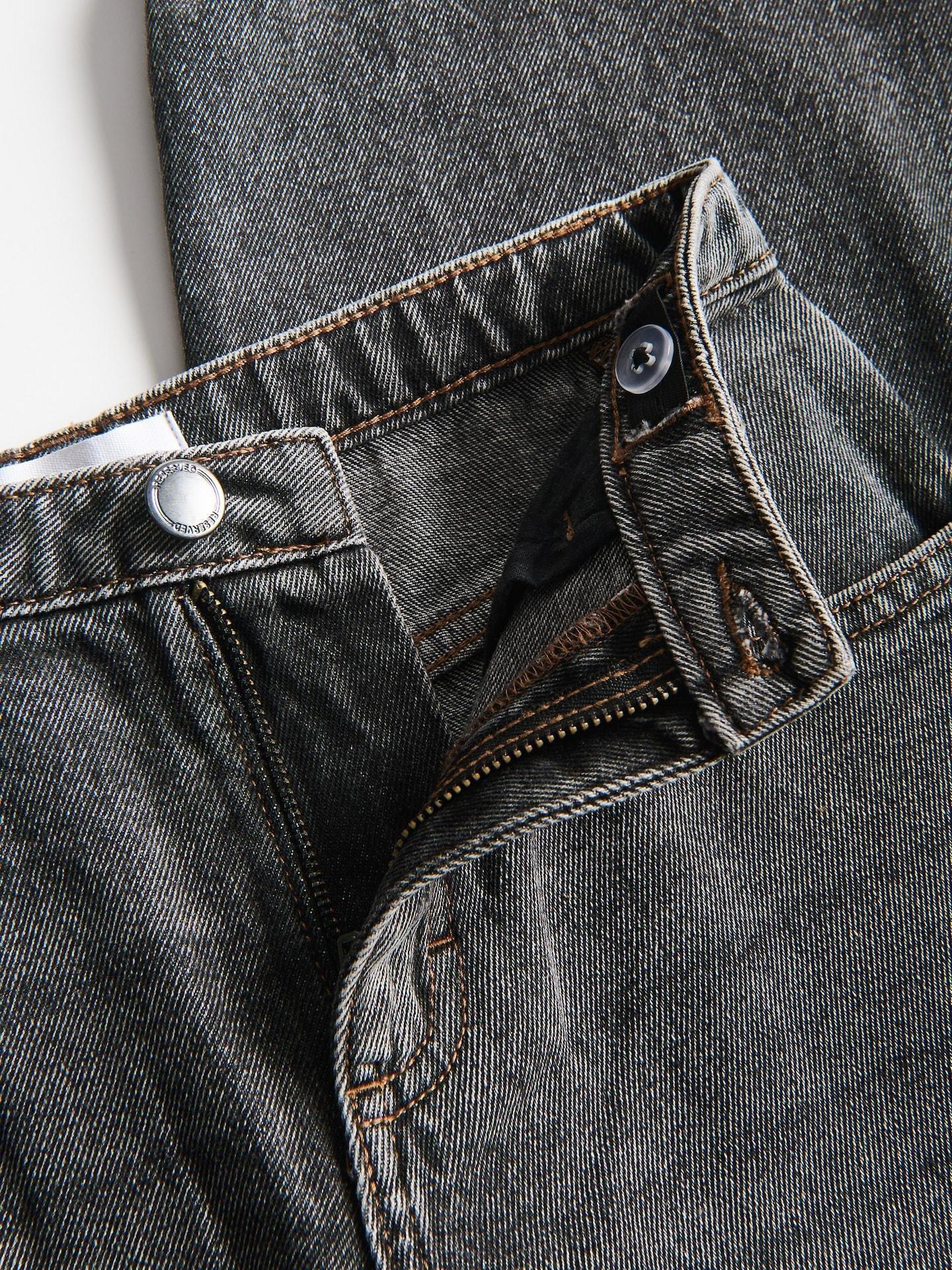 Black Super Wide Leg Jeans With Keychain, Black, large image number 4