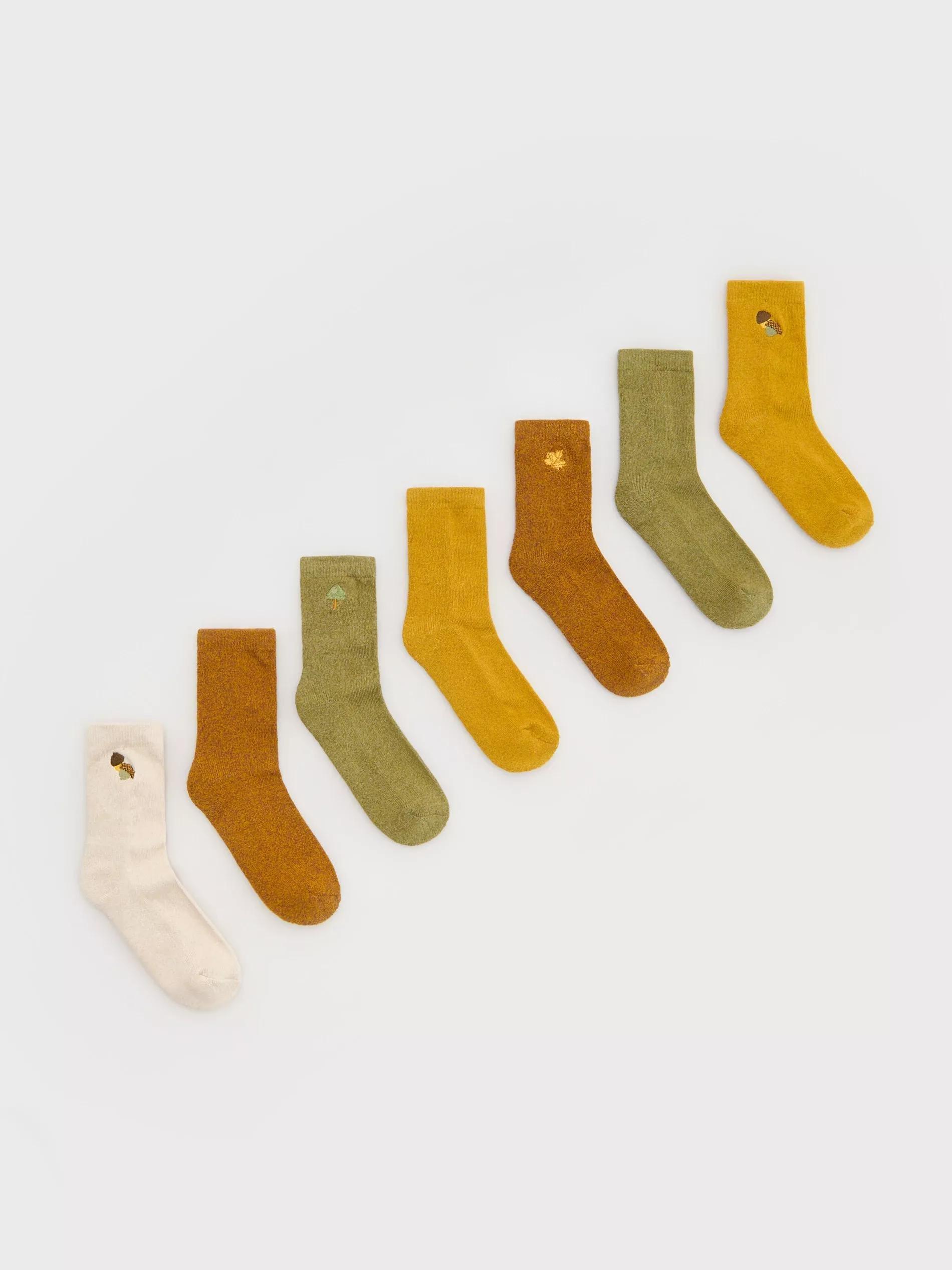Yellow Socks, Set Of 7, , large image number 0