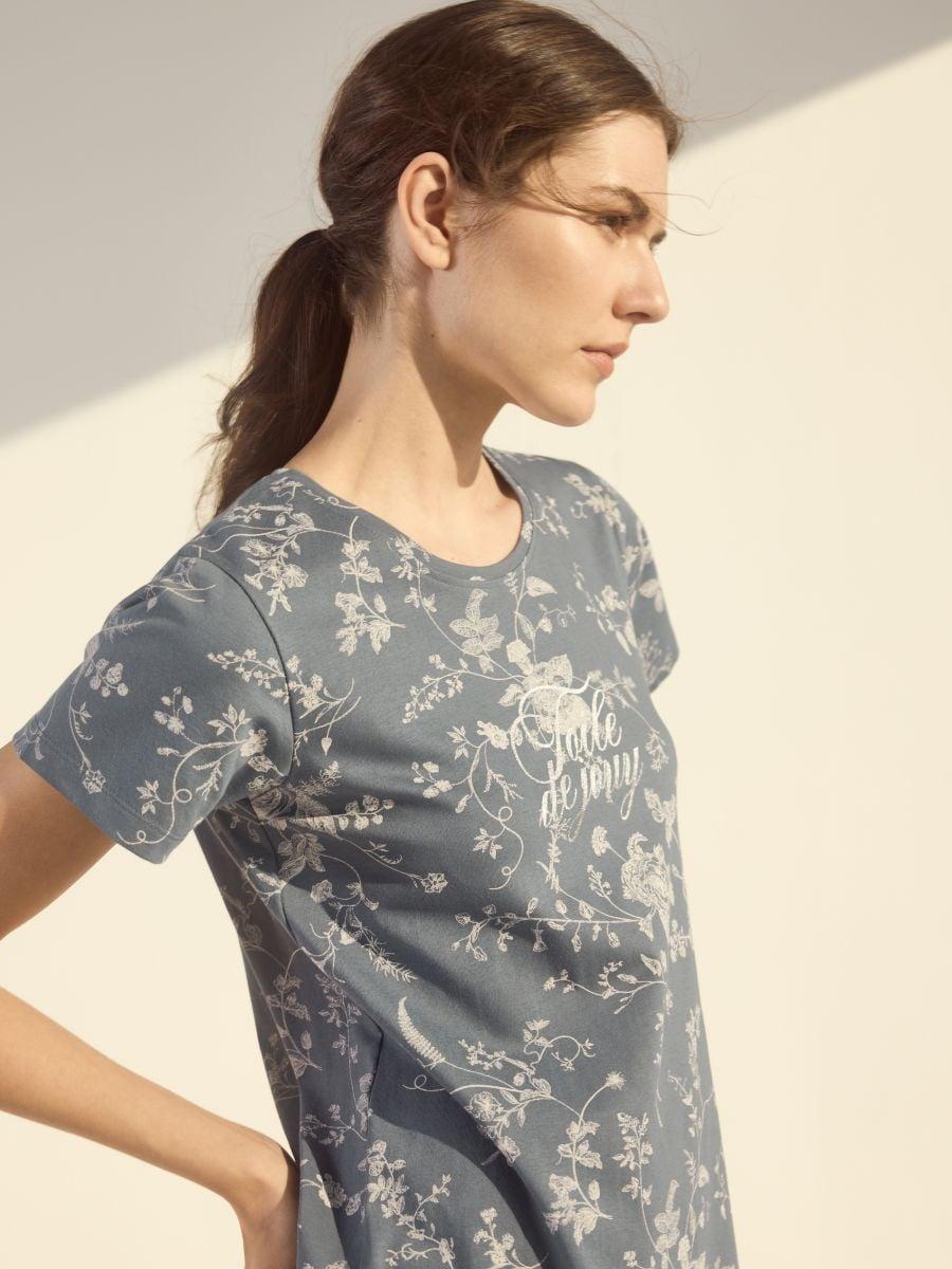 Grey Printed Nightdress, , large image number 1