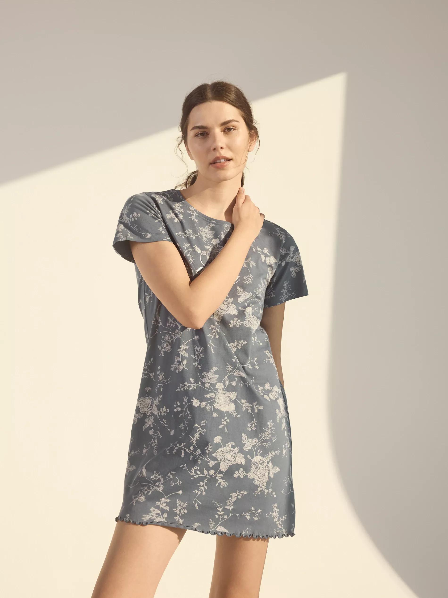 Grey Printed Nightdress, , large image number 1