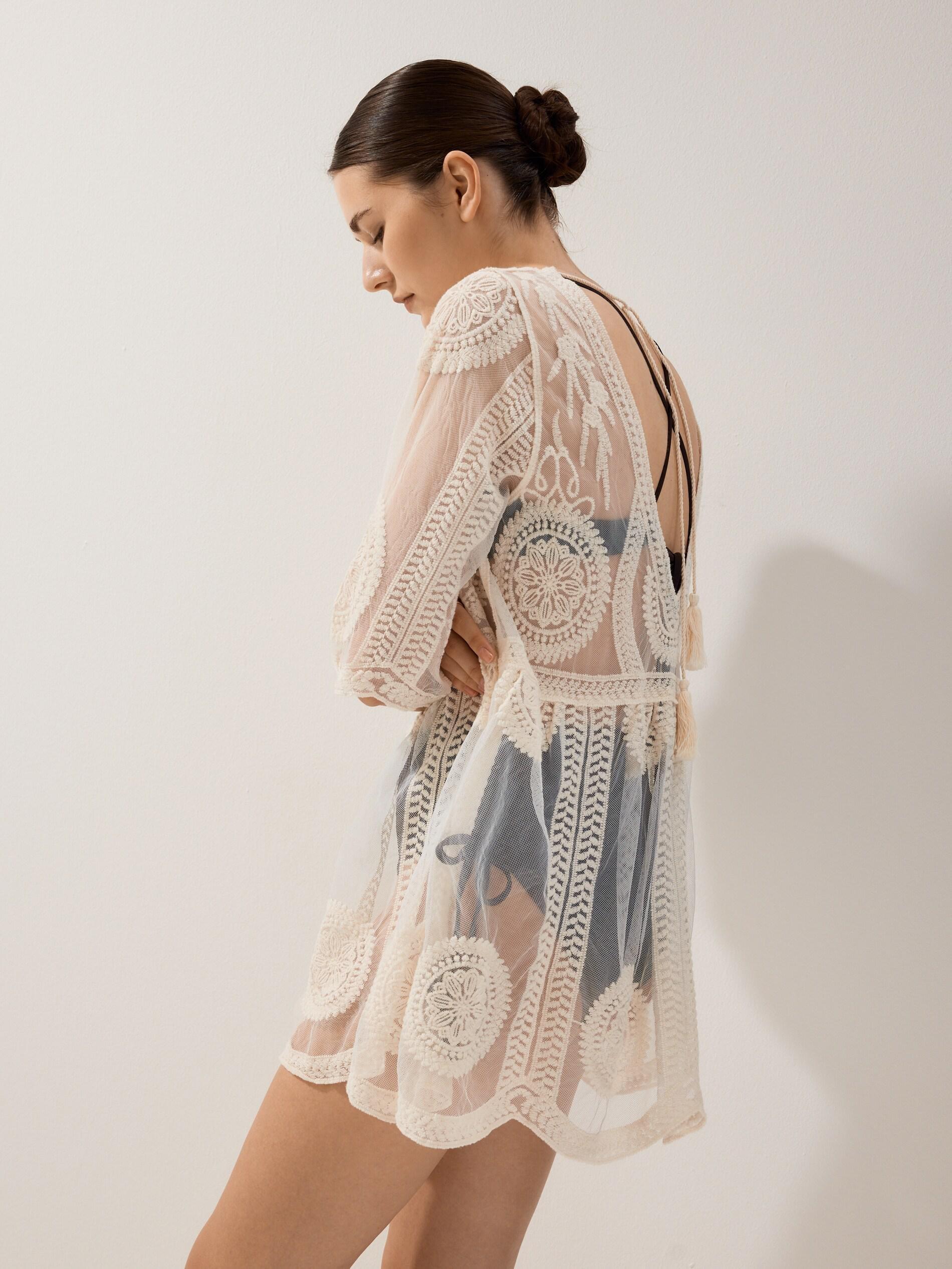 Yellow Poncho, Beige, medium