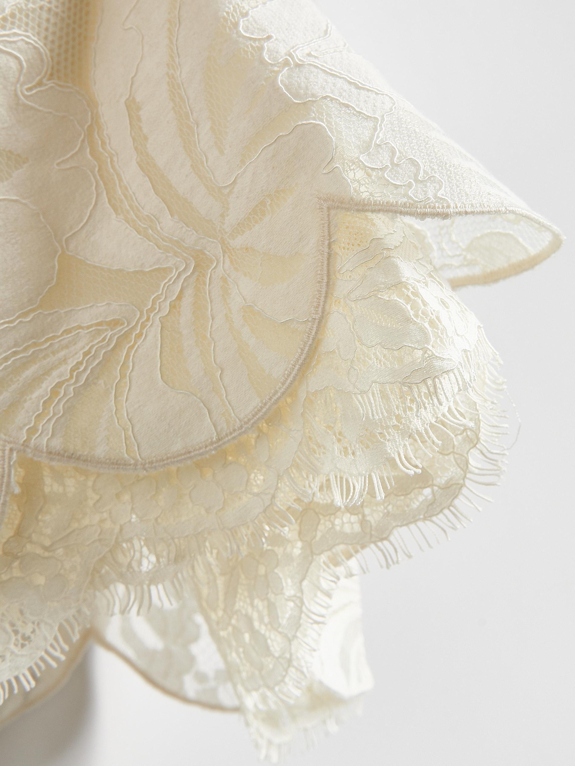 Cream Lace Mini Skirt, Ivory, large image number 4