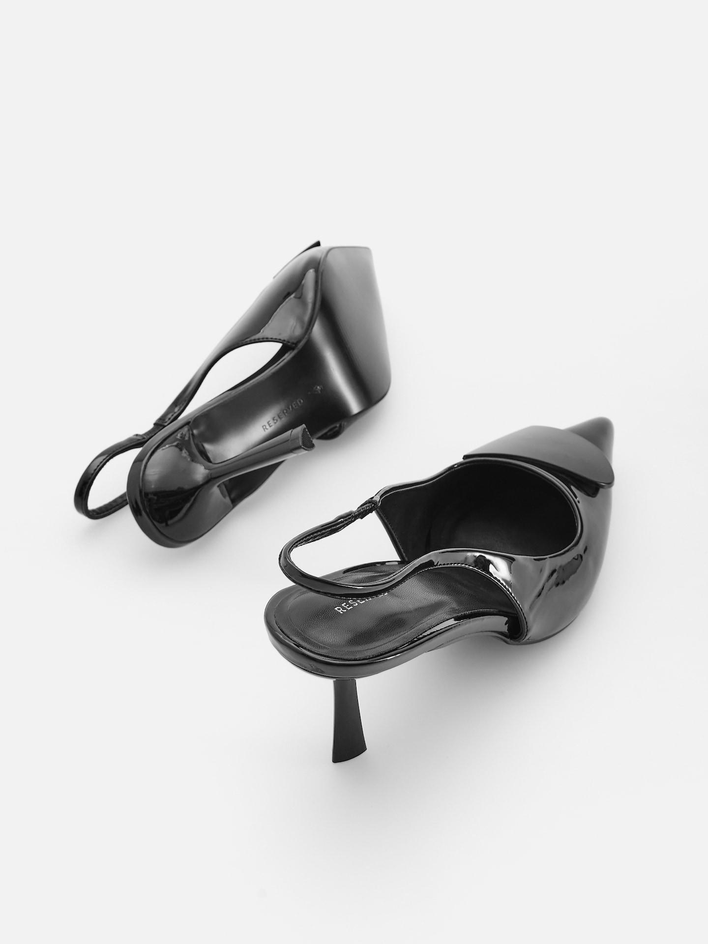 Black High Shine Pumps With Detail, Black, large image number 4
