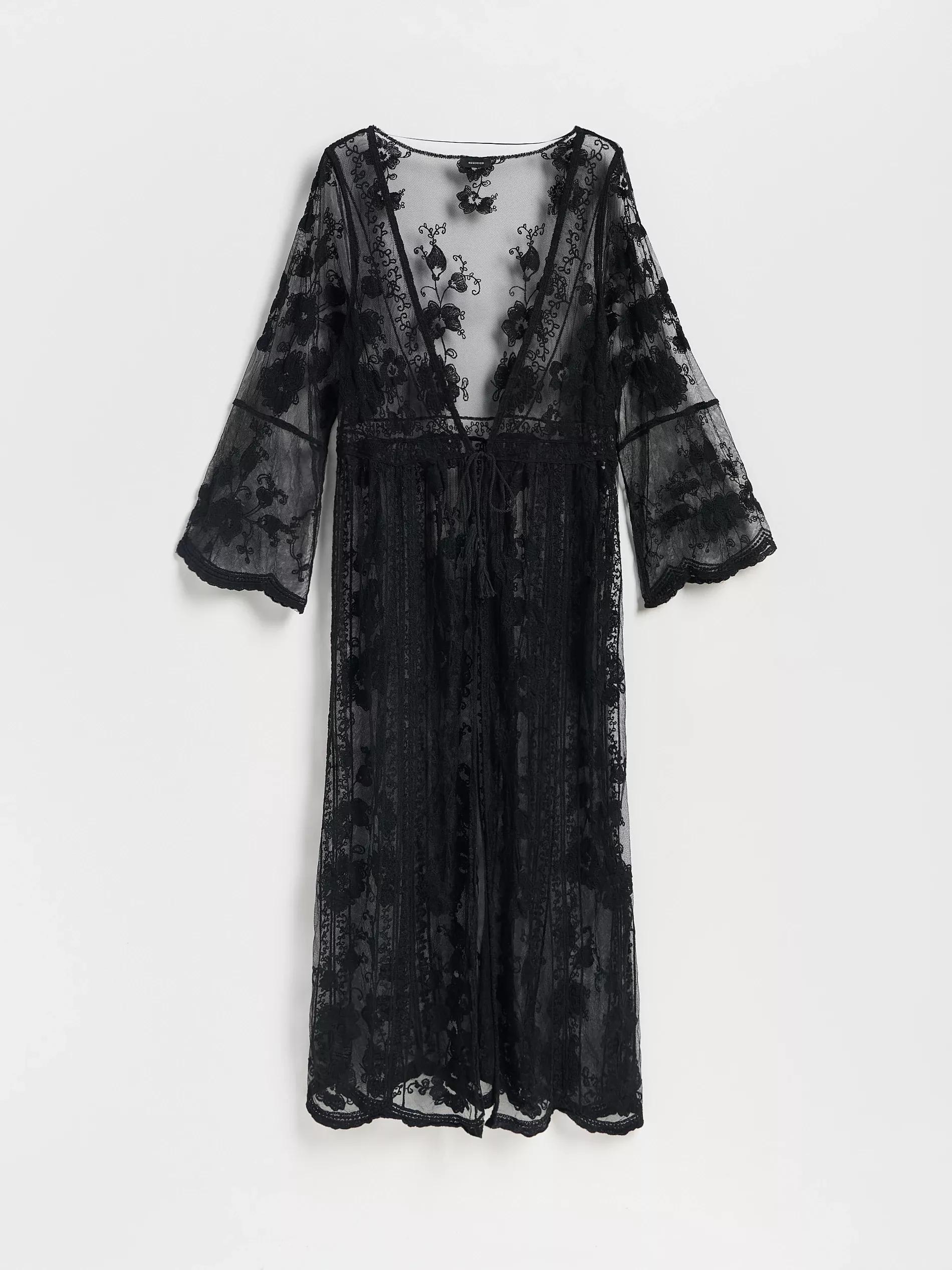 Black Long Beach Cover-Up, , large image number 4