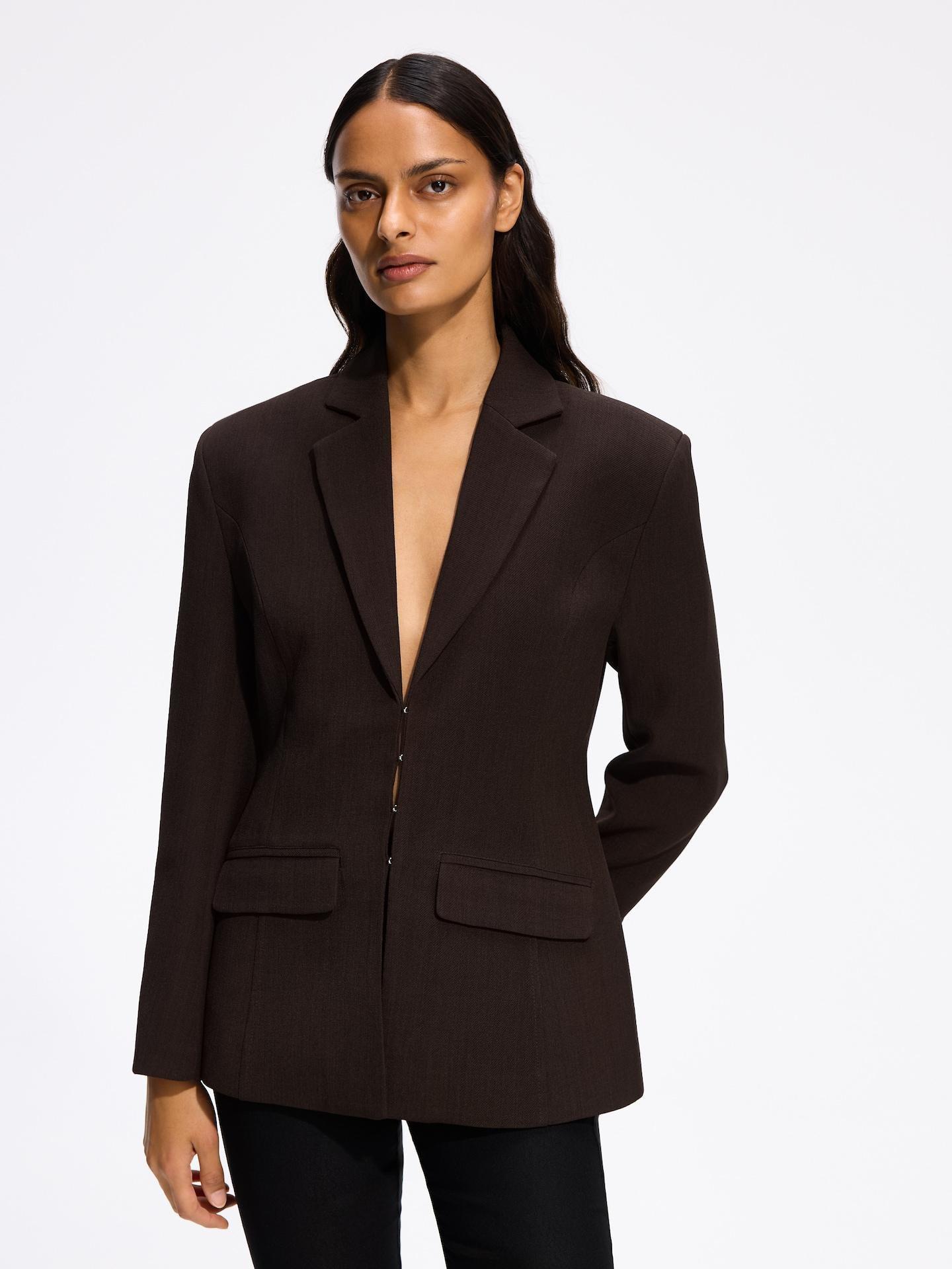 Brown Slim Fit Blazer, Brown, medium