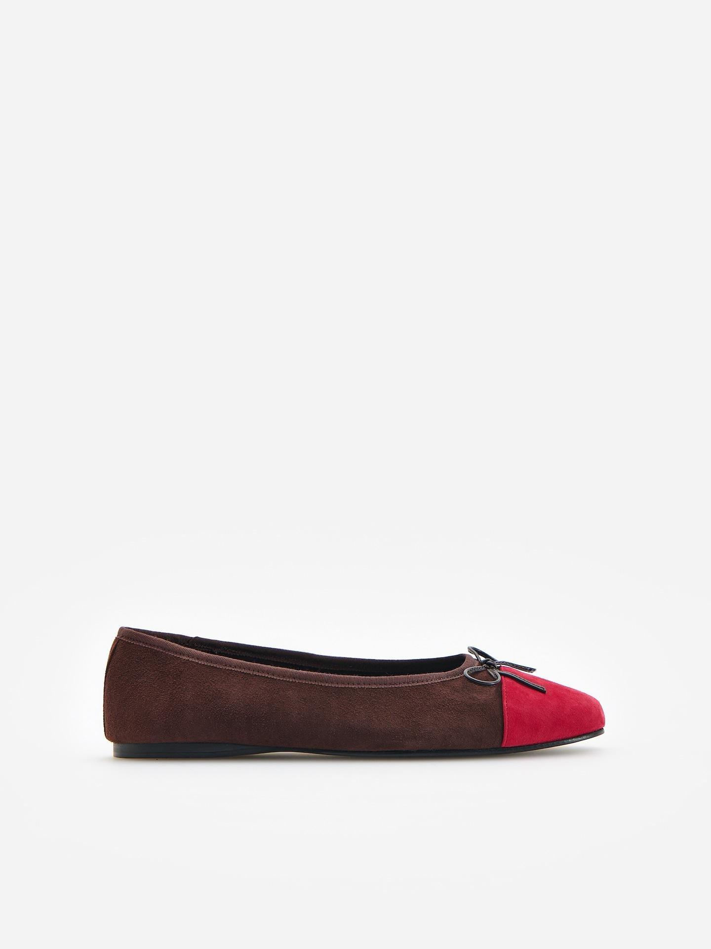 Brown Goatskin Ballerinas, Brown, medium