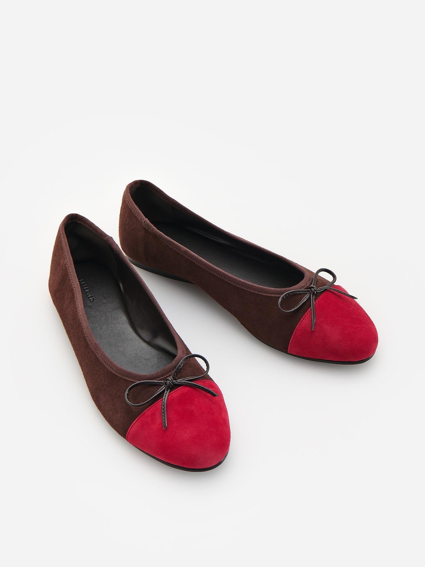 Brown Goatskin Ballerinas, Brown, medium