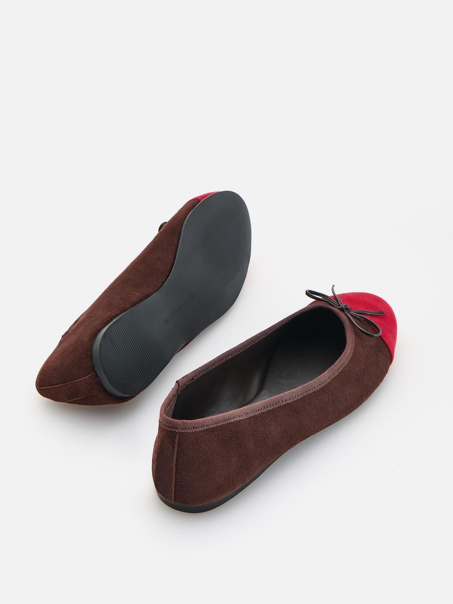 Brown Goatskin Ballerinas, Brown, medium