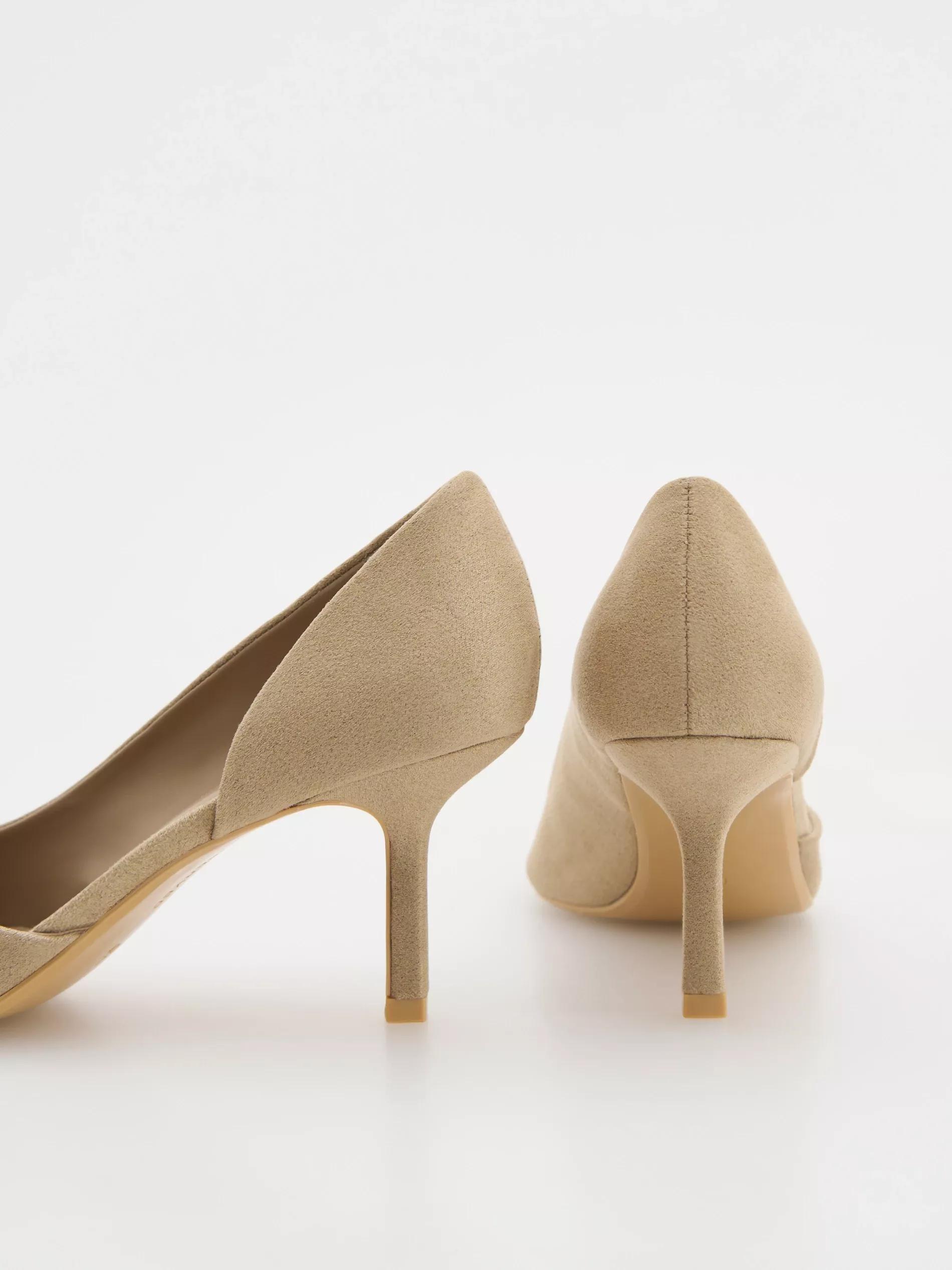 Beige Faux Suede Heeled Shoes, , large image number 2