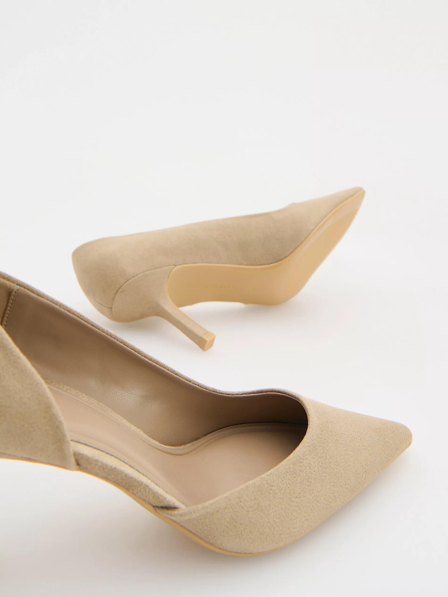 Beige Faux Suede Heeled Shoes, , large image number 3