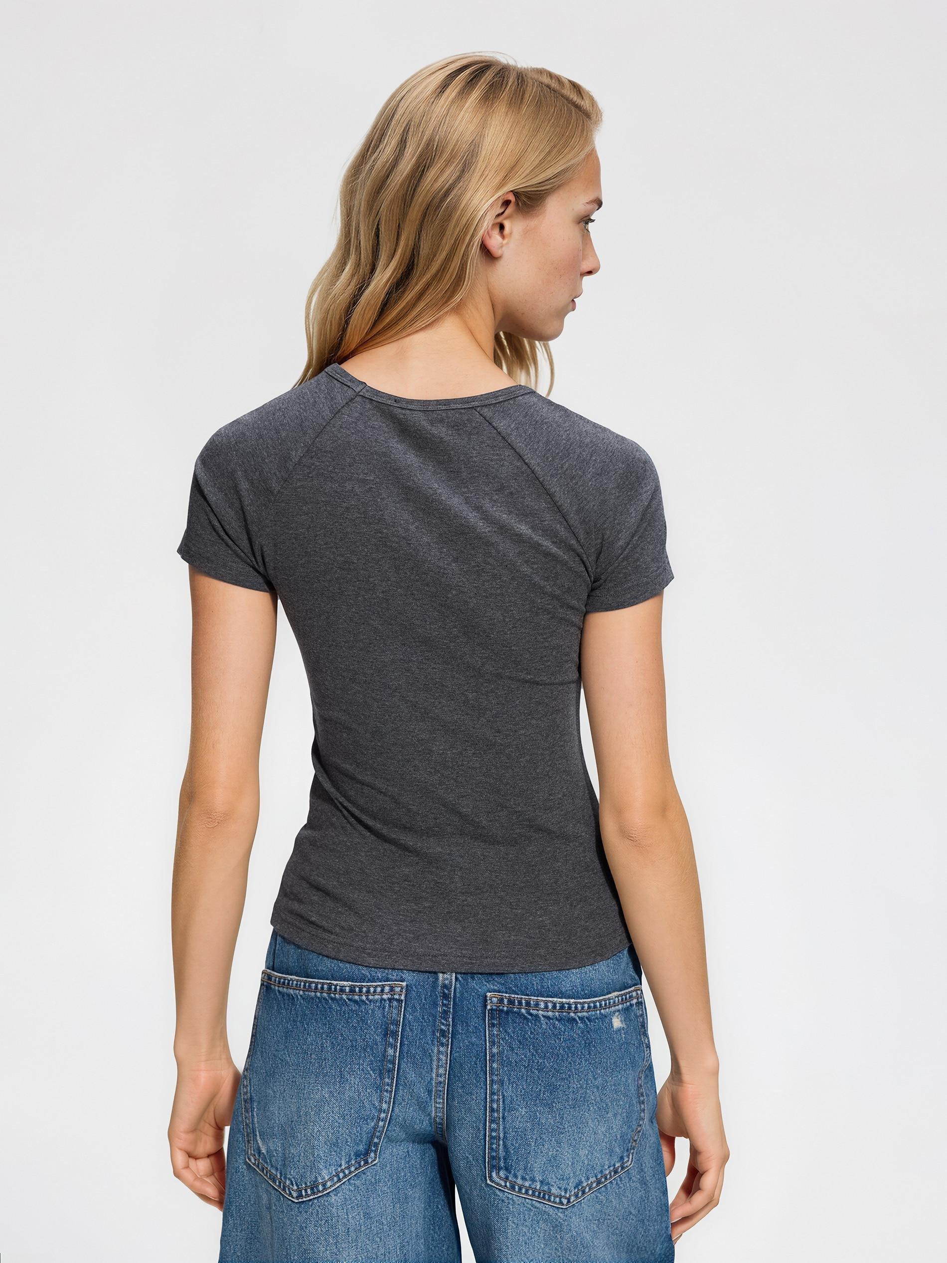 Grey T-Shirt With Viscose Blend, Light grey, large image number 3