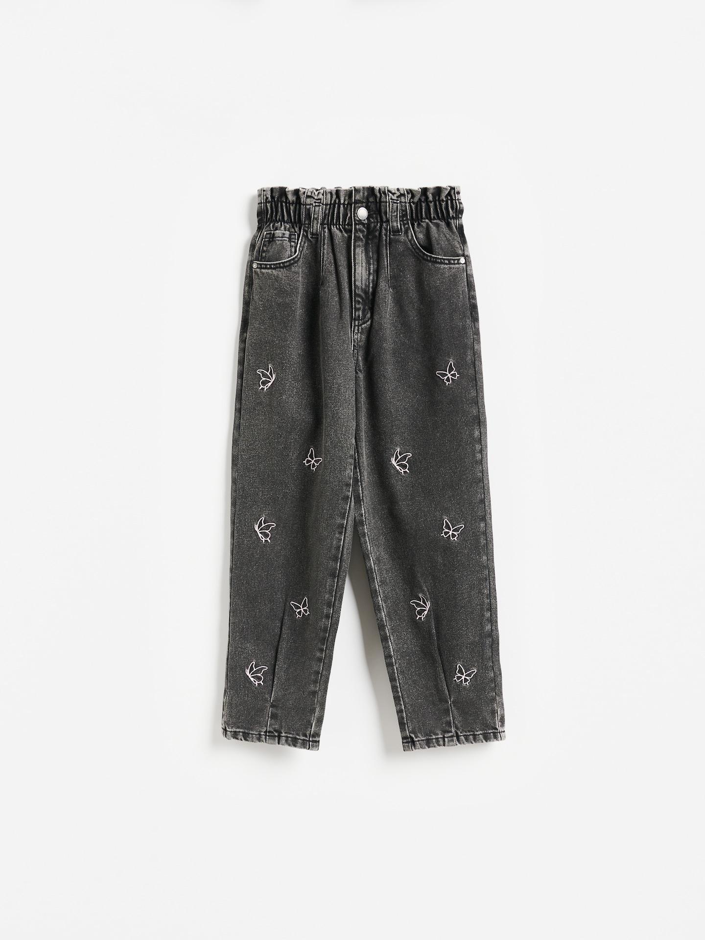 Grey Baggy Jeans With Embroidery Detailing, Grey, large image number 0