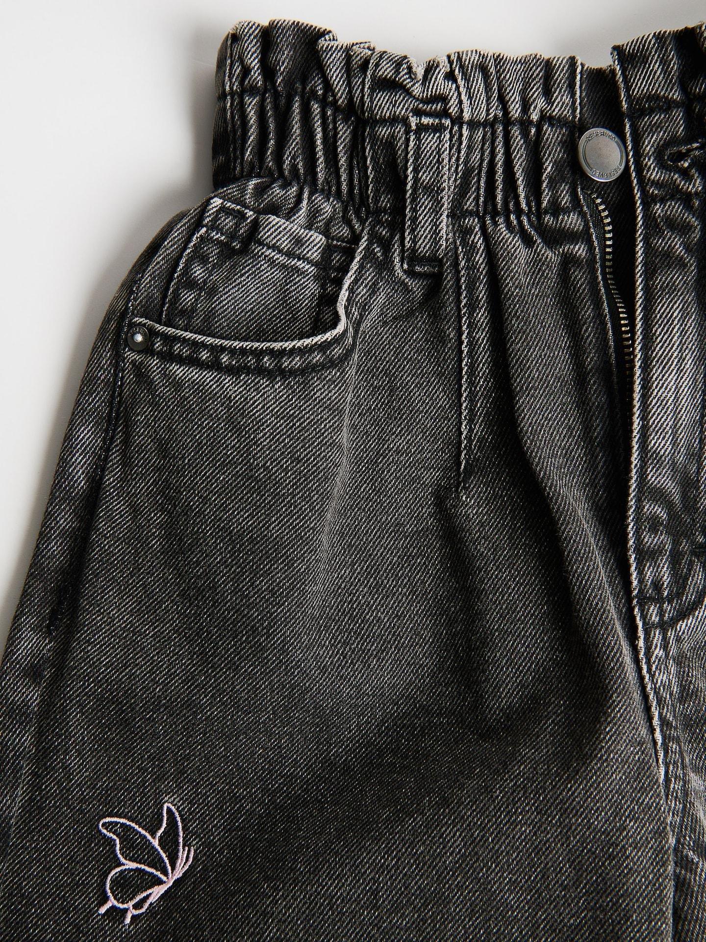 Grey Baggy Jeans With Embroidery Detailing, Grey, large image number 1