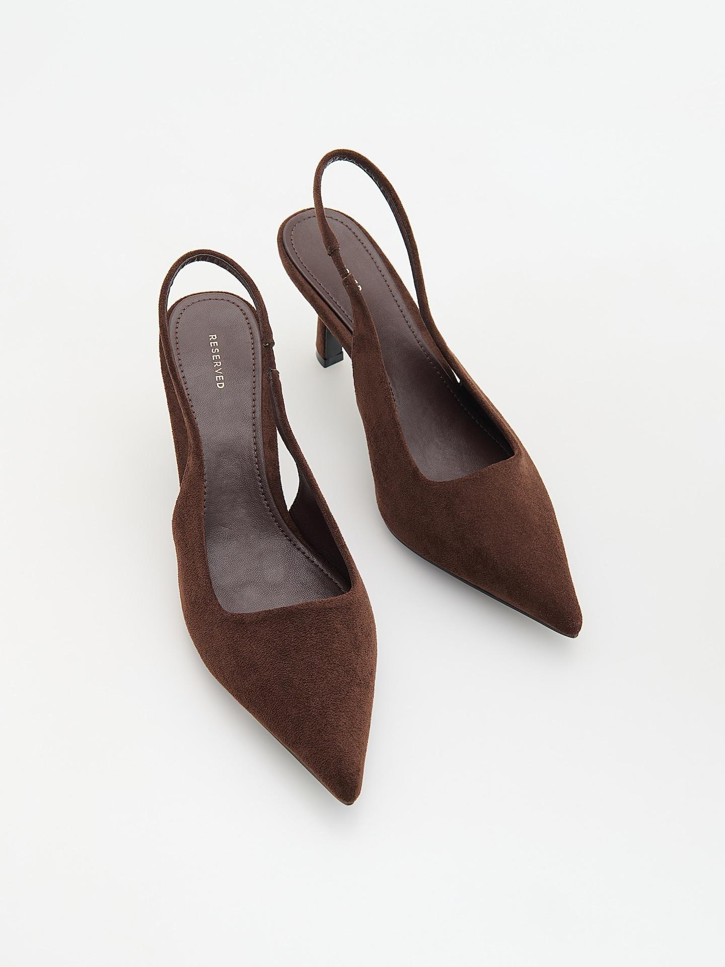 Brown Pumps With Open Heel, Brown, medium