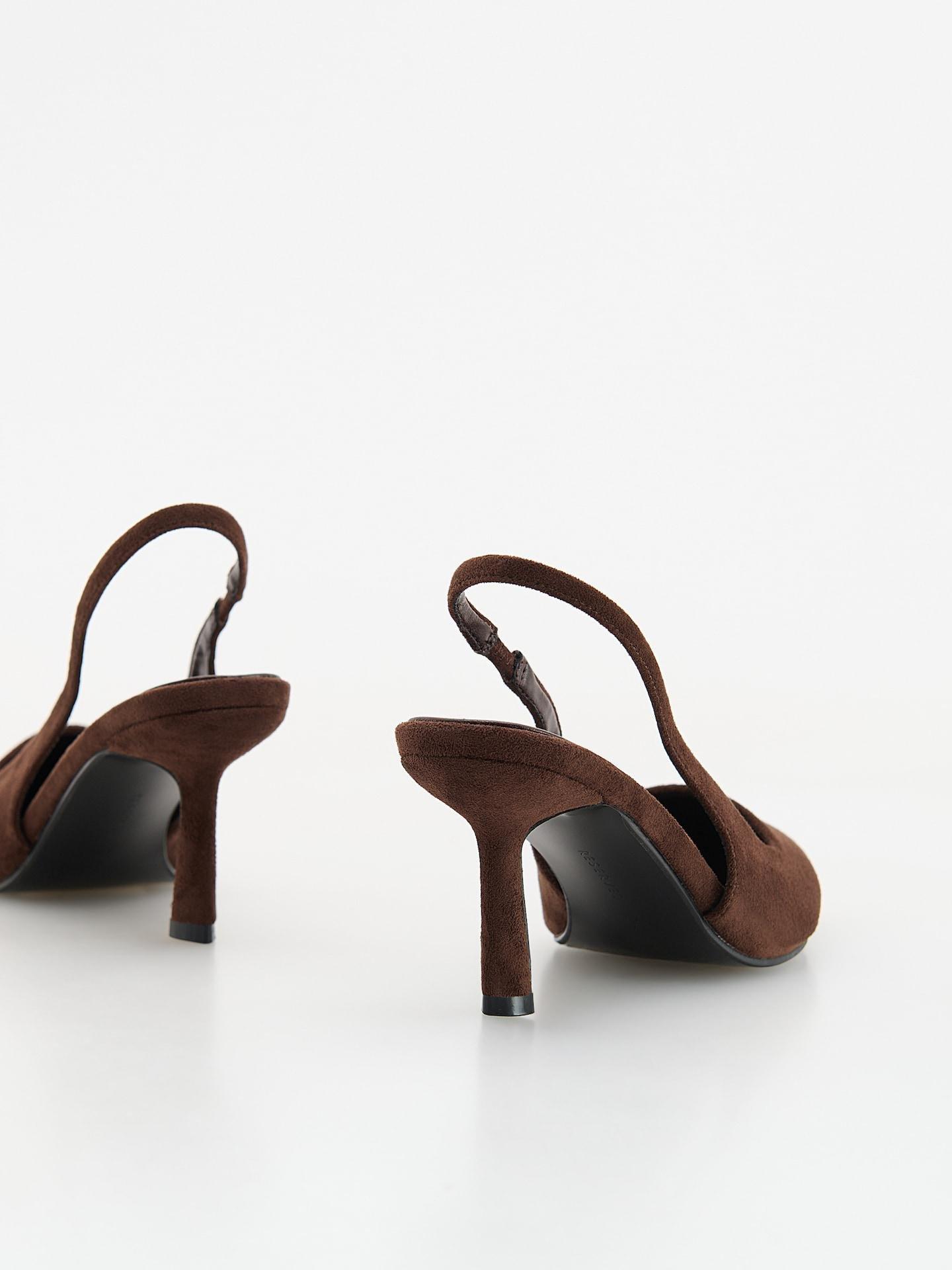 Brown Pumps With Open Heel, Brown, medium