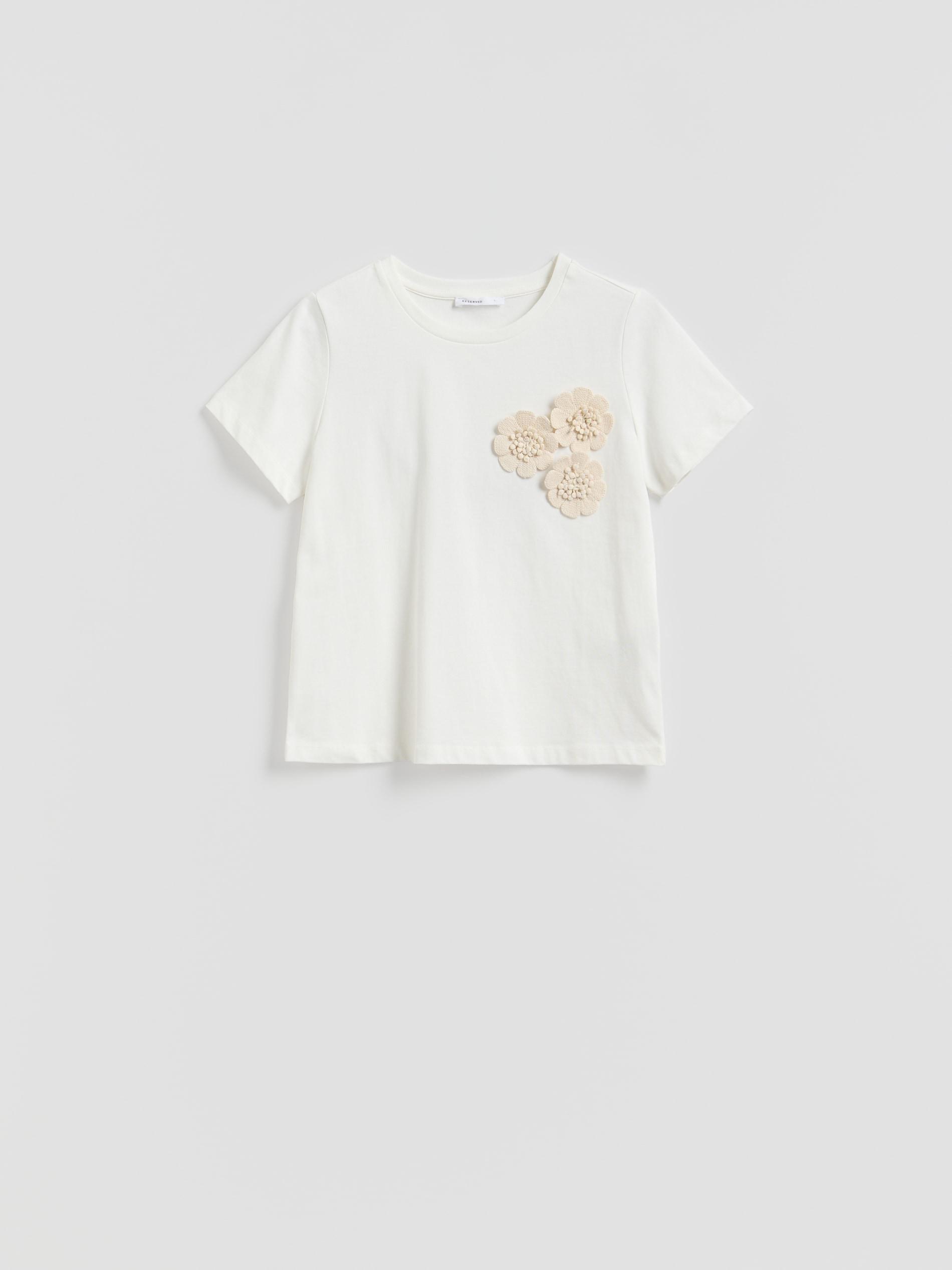 Cream T-Shirt With Applique, Ivory, large image number 0
