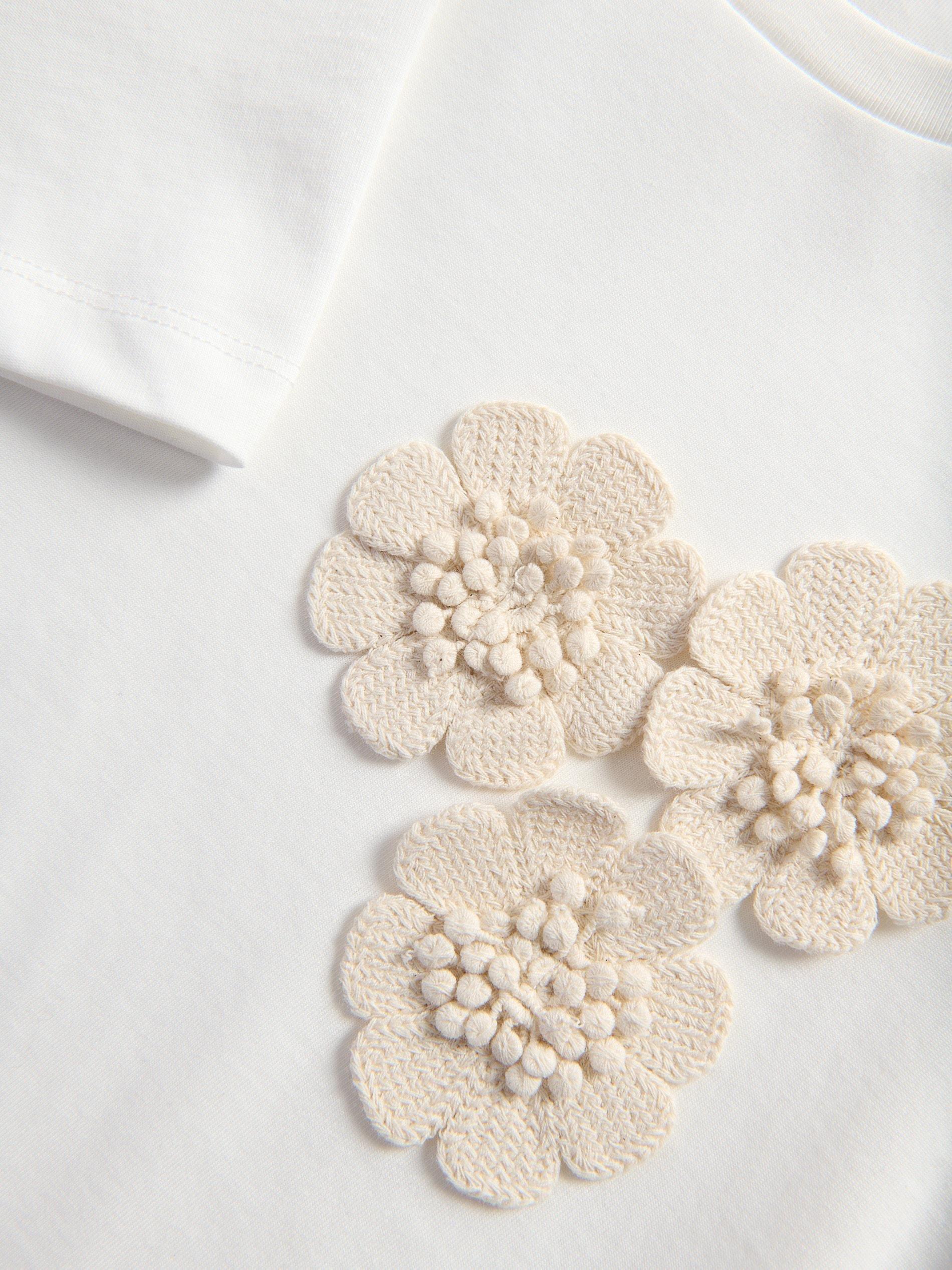 Cream T-Shirt With Applique, Ivory, large image number 1