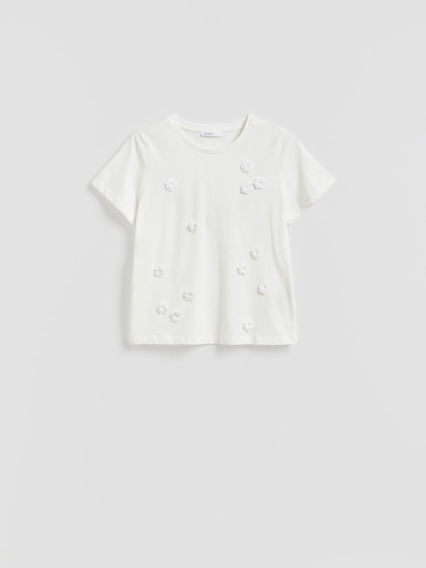 Cream T-Shirt With Applique, Ivory, large image number 3