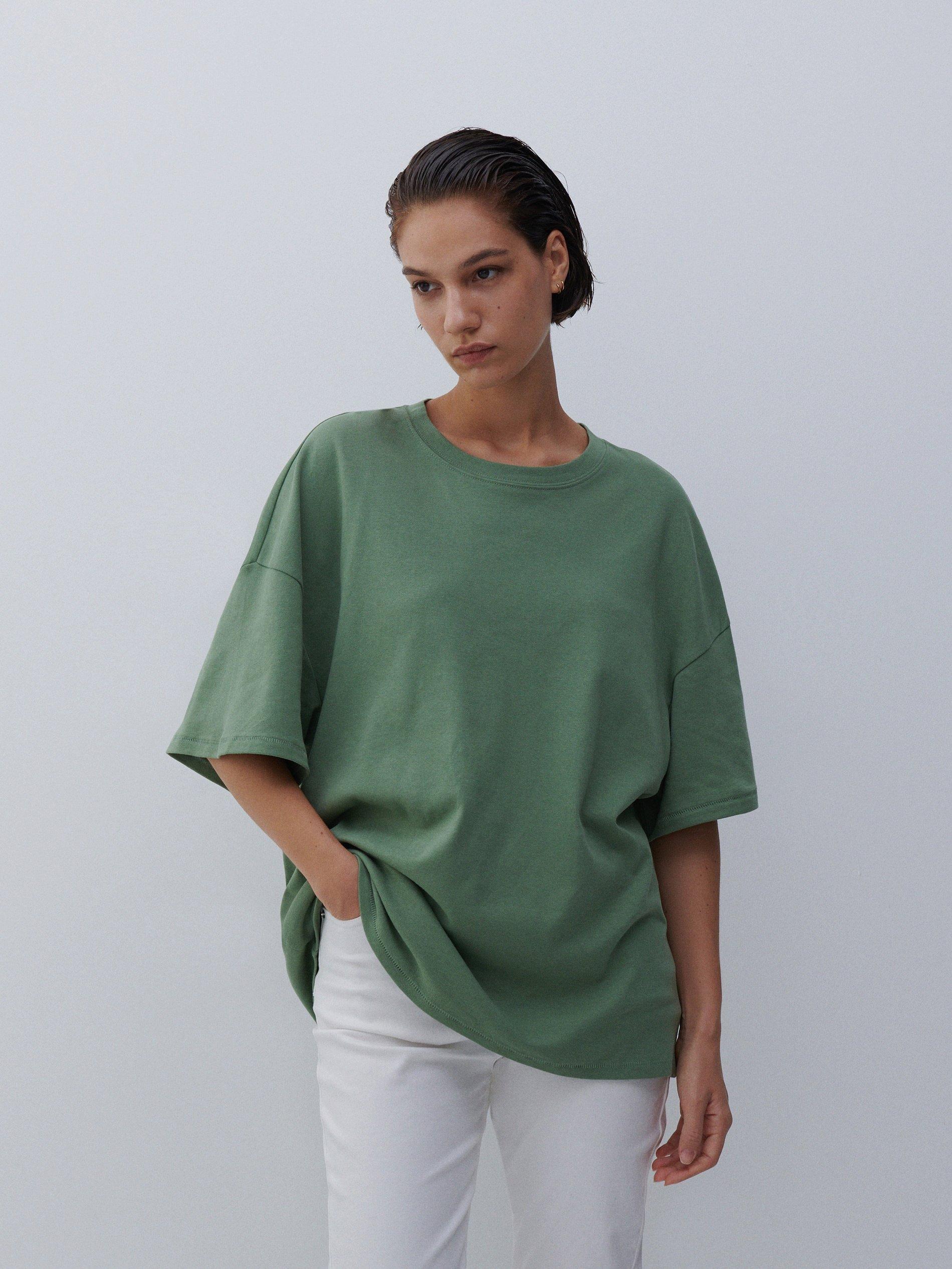 Dusty Green Oversized T-Shirt, Women, , large image number 0