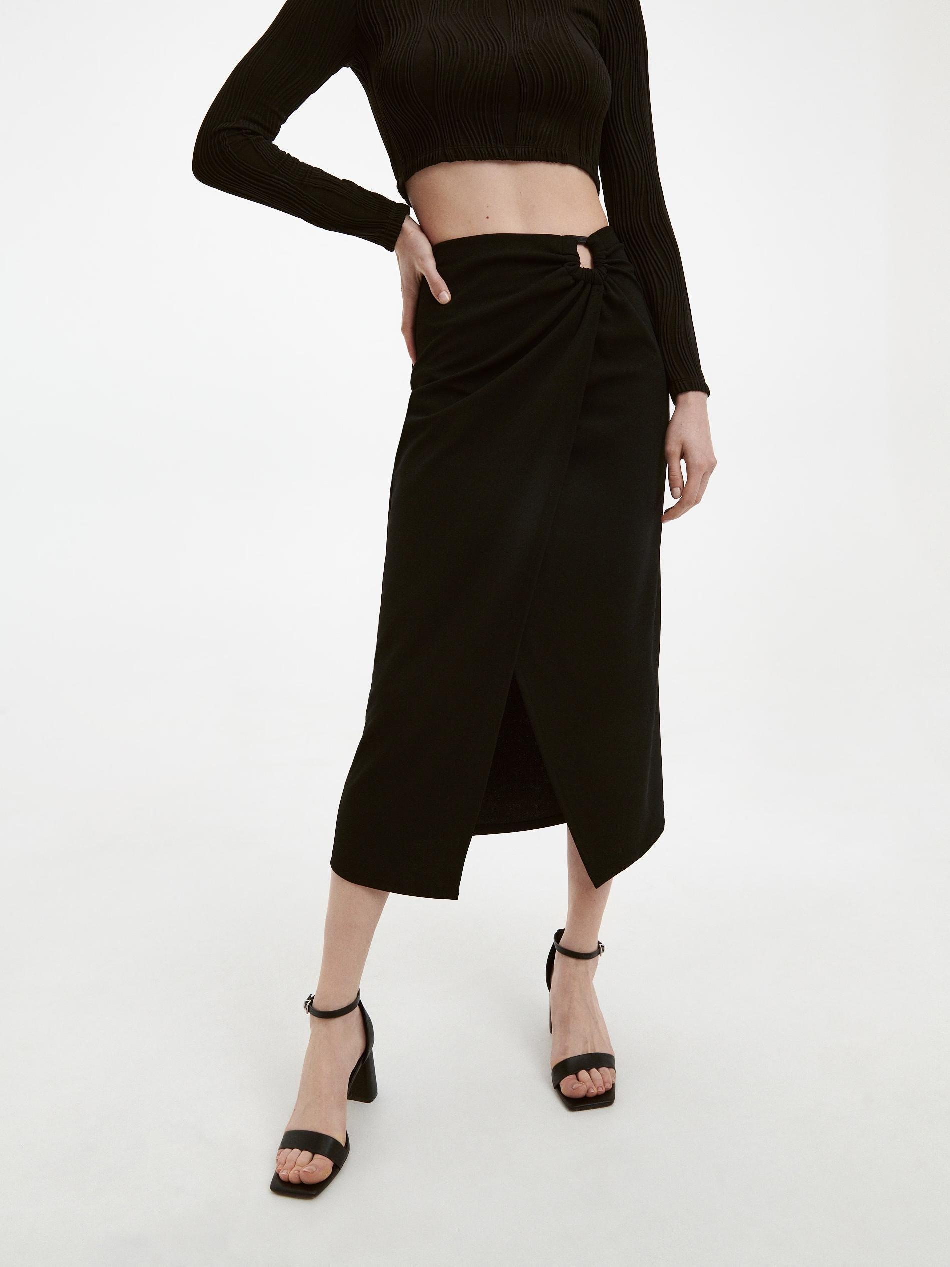 Black Ruched Skirt, , large image number 1