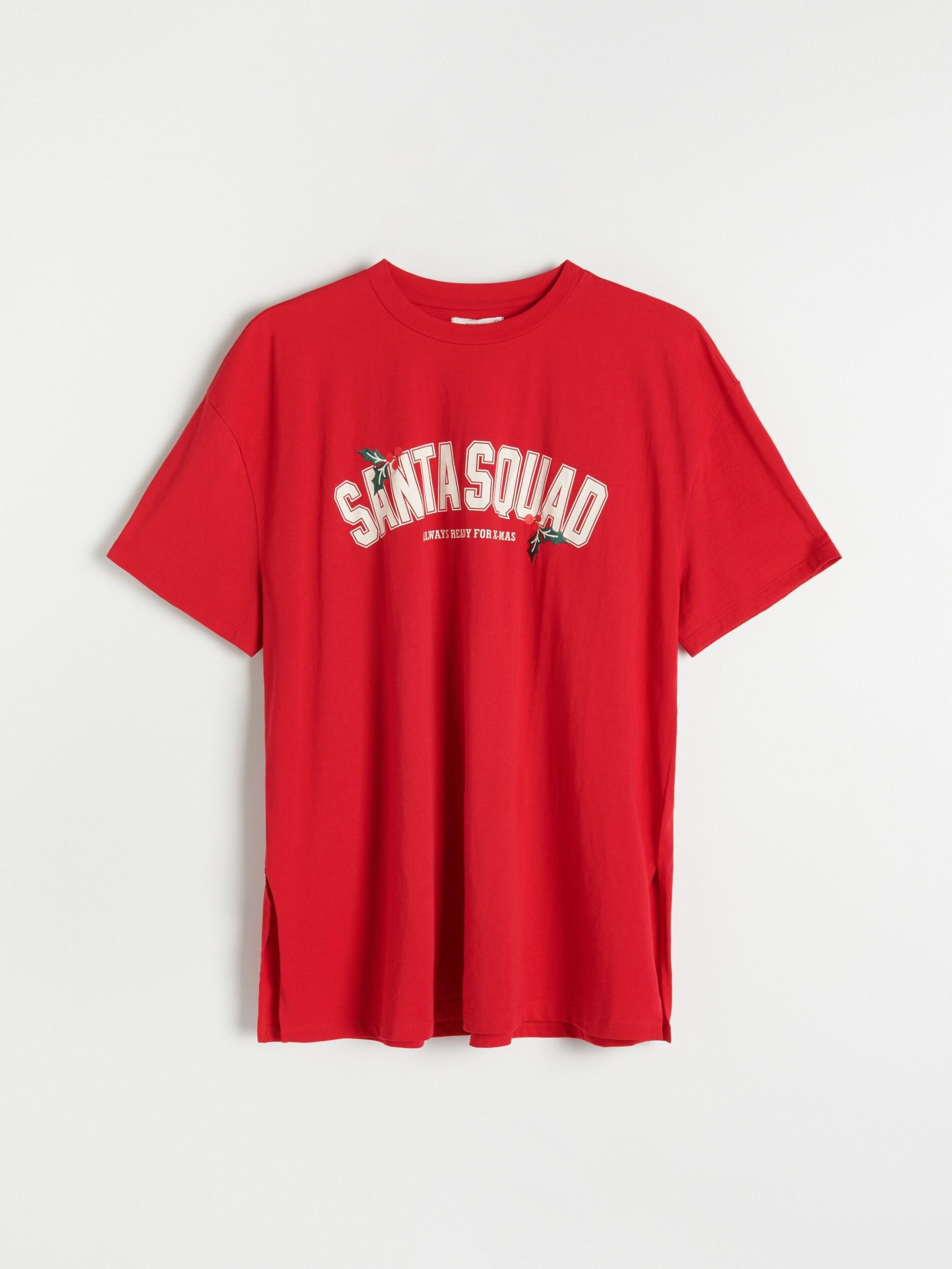 Reserved - Red T-Shirt With A Festive Motif