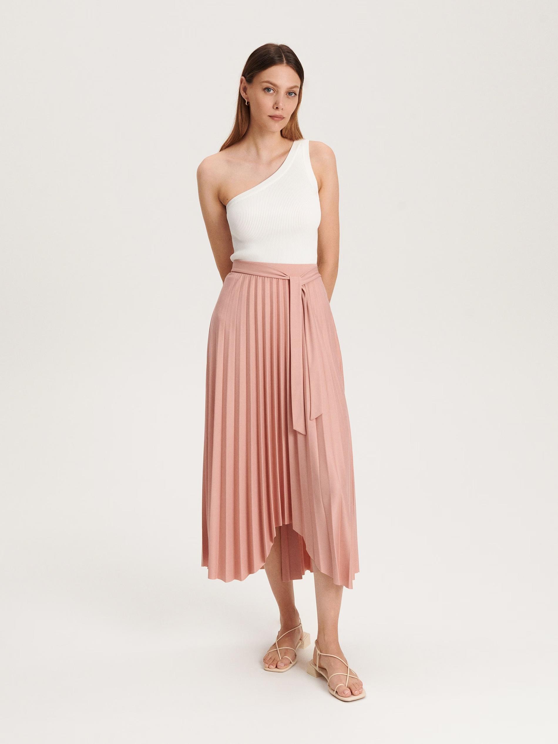 Pink Pleated Midi Skirt, , large image number 0