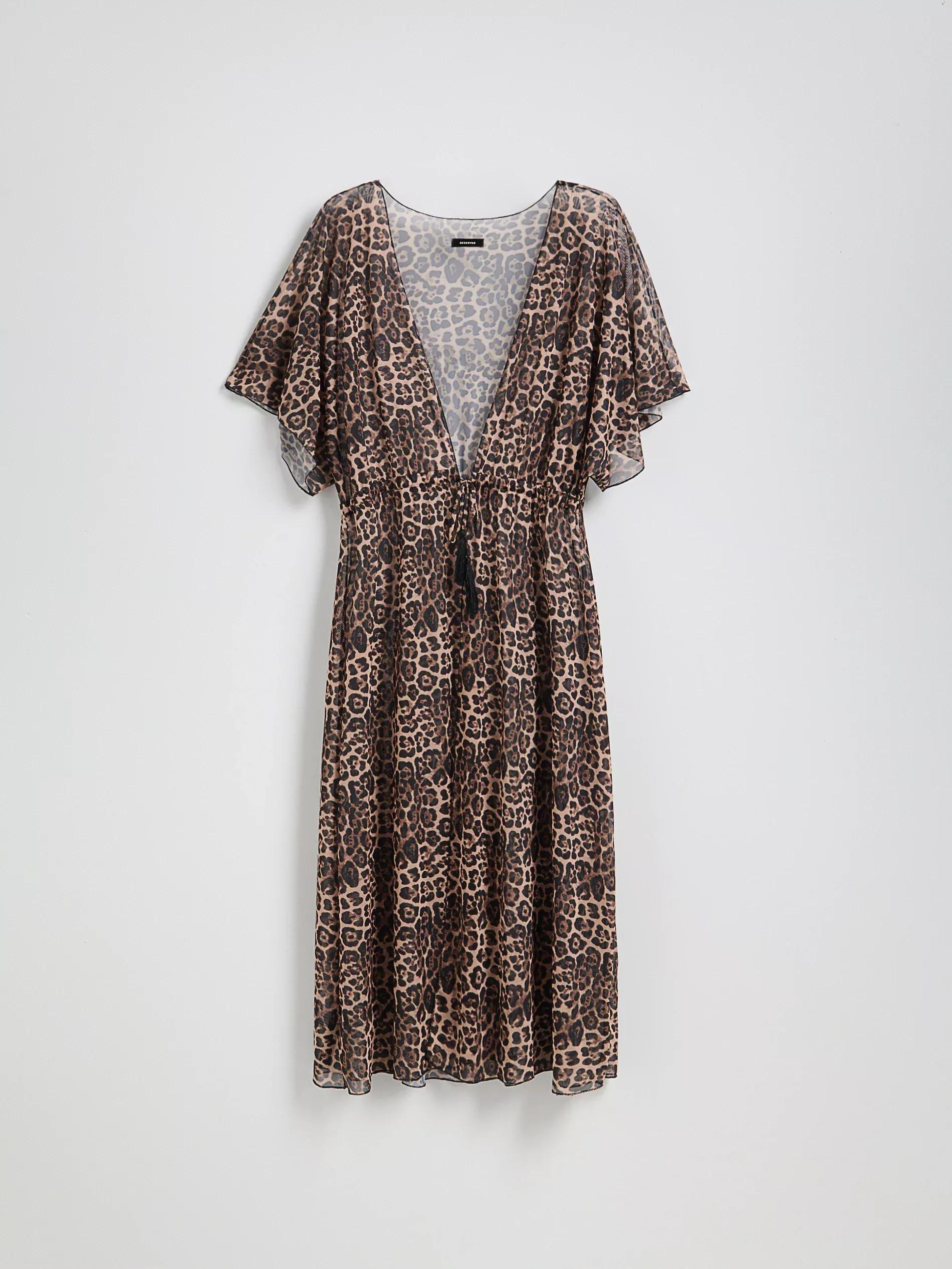 Brown Animal Print Poncho, Brown, large image number 0