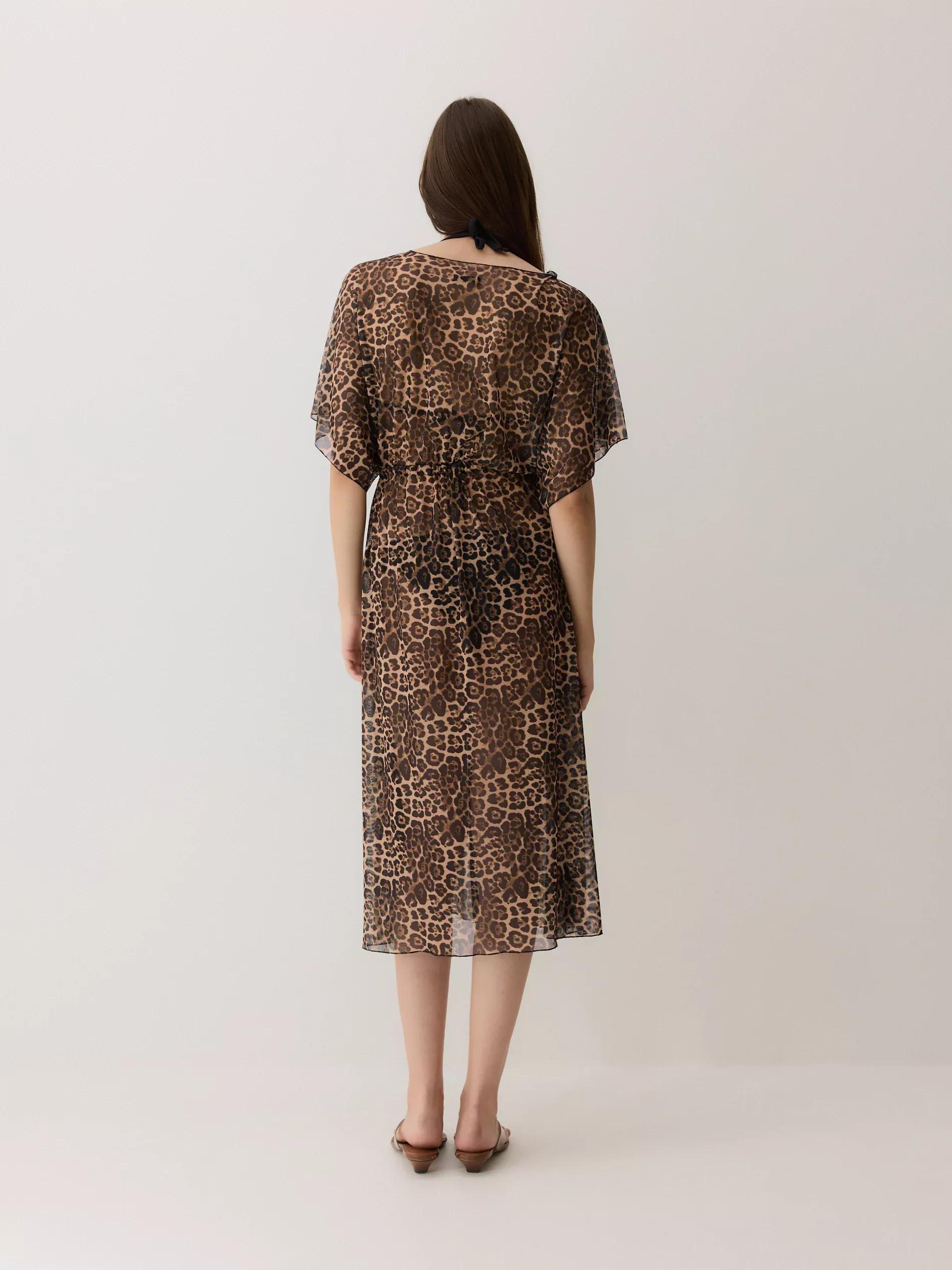 Brown Animal Print Poncho, Brown, large image number 3