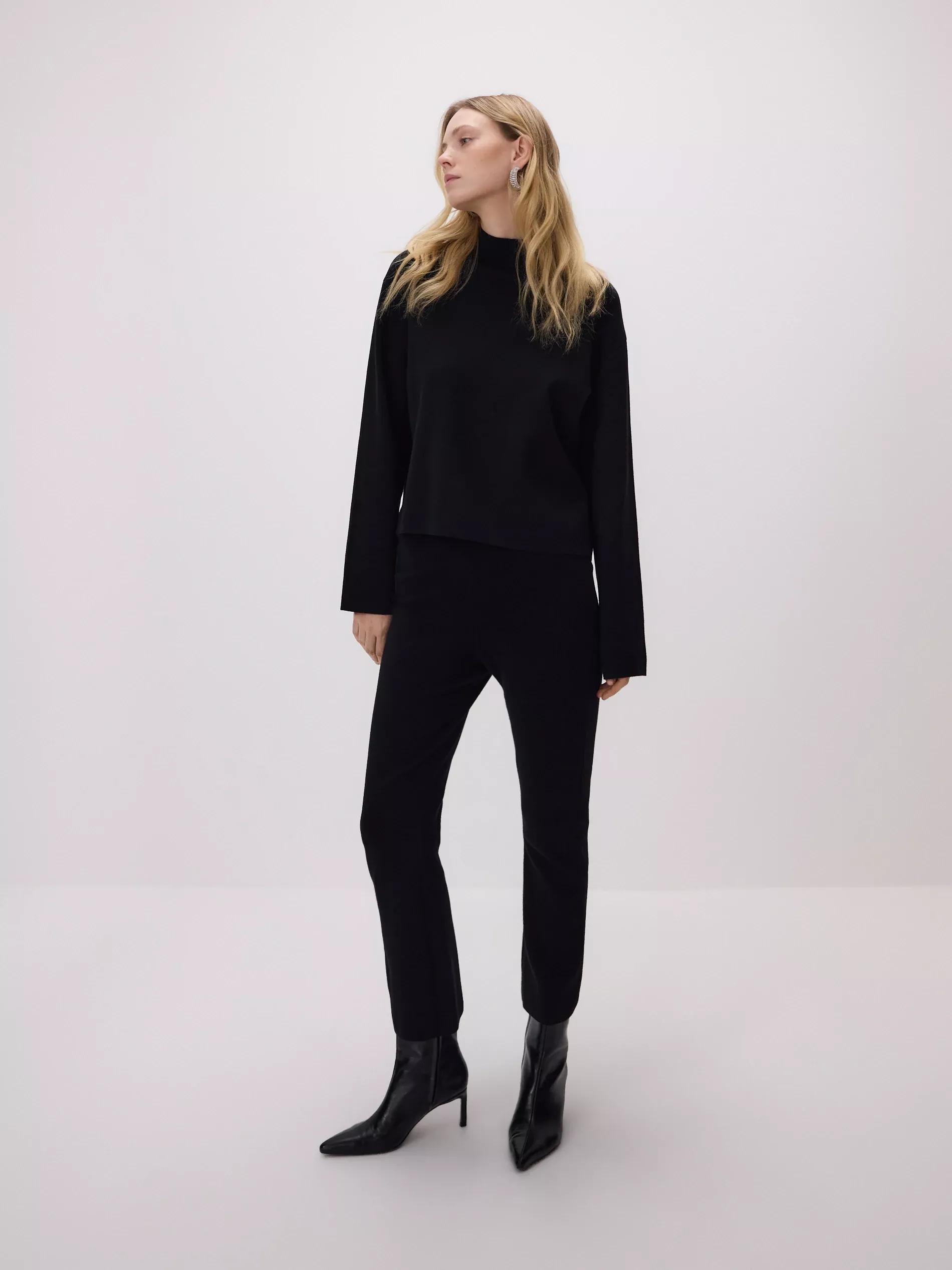 Black Trousers With Faux Feathers, Black, large image number 4