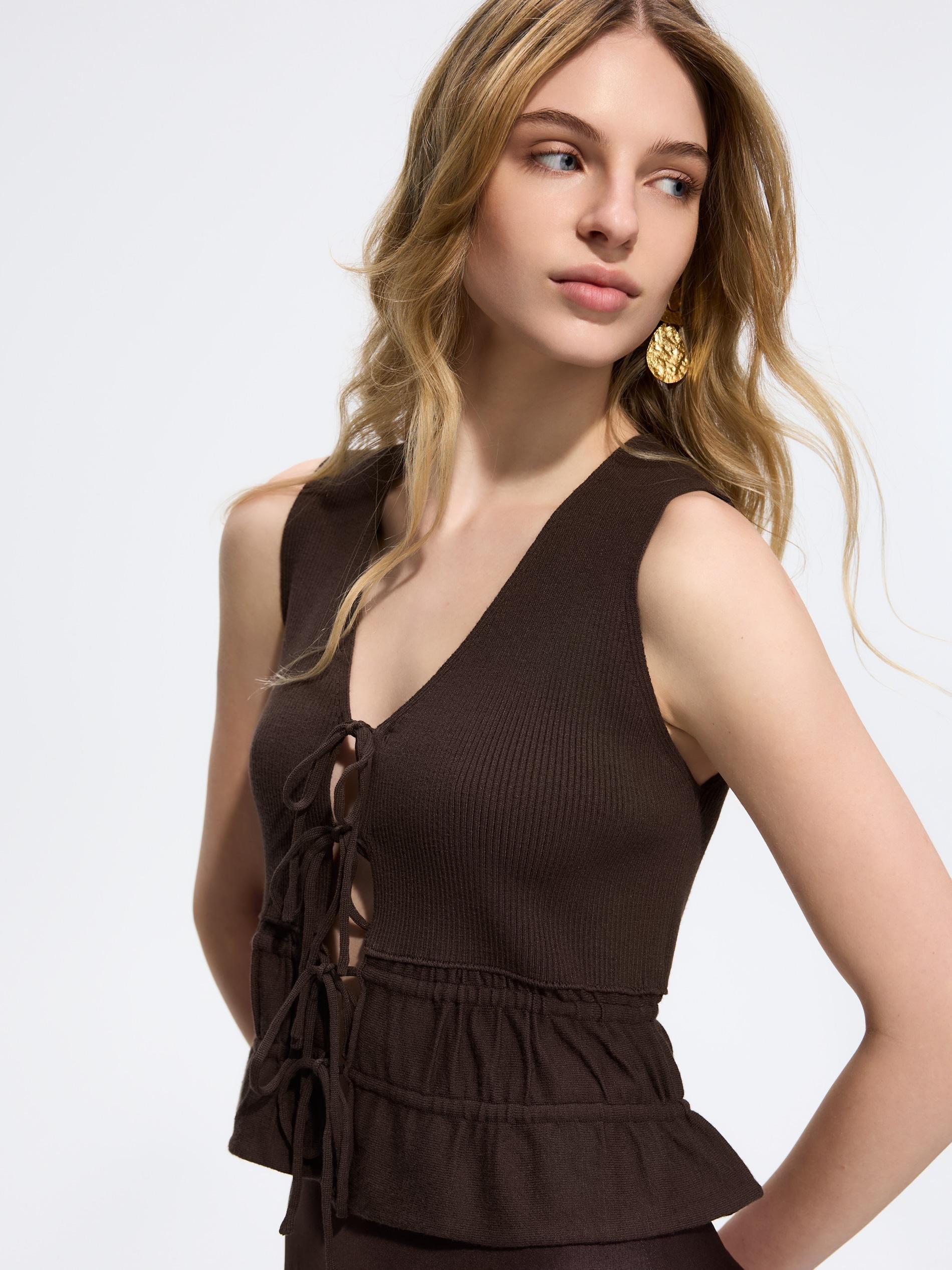 Brown Viscose Blend Blouse, Brown, large image number 0