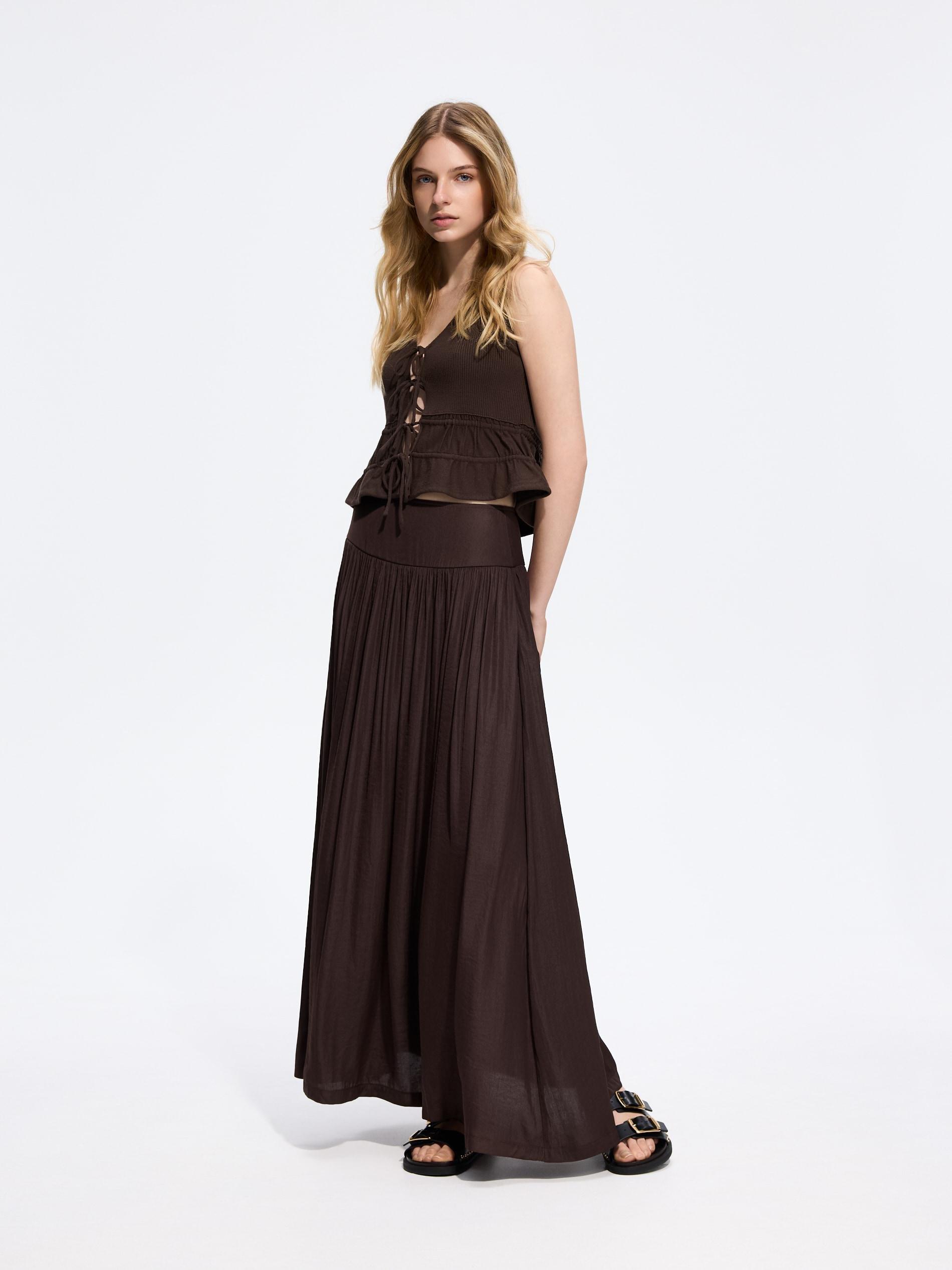 Brown Viscose Blend Blouse, Brown, large image number 1