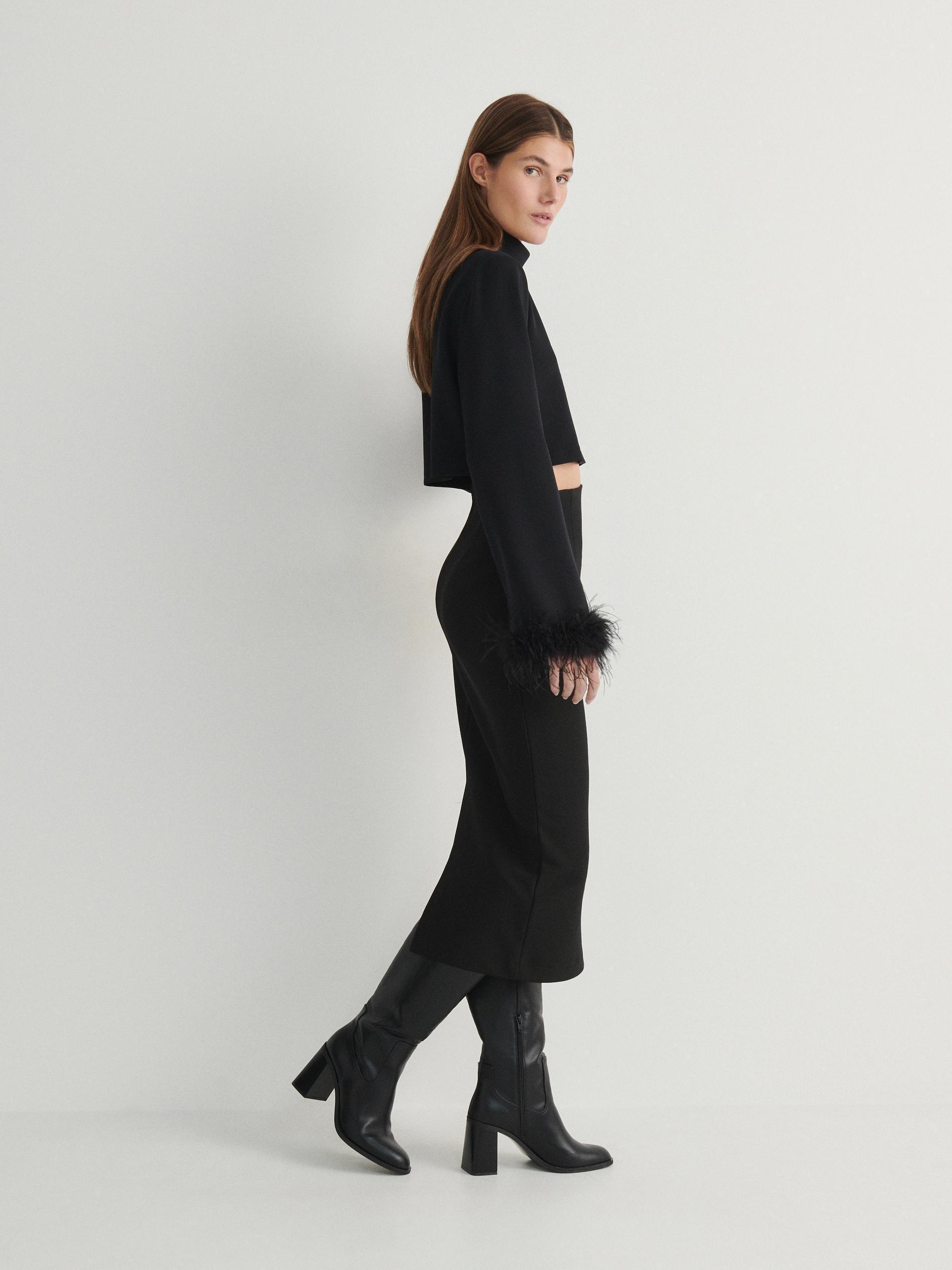 Reserved - Black Fitted Midi Skirt