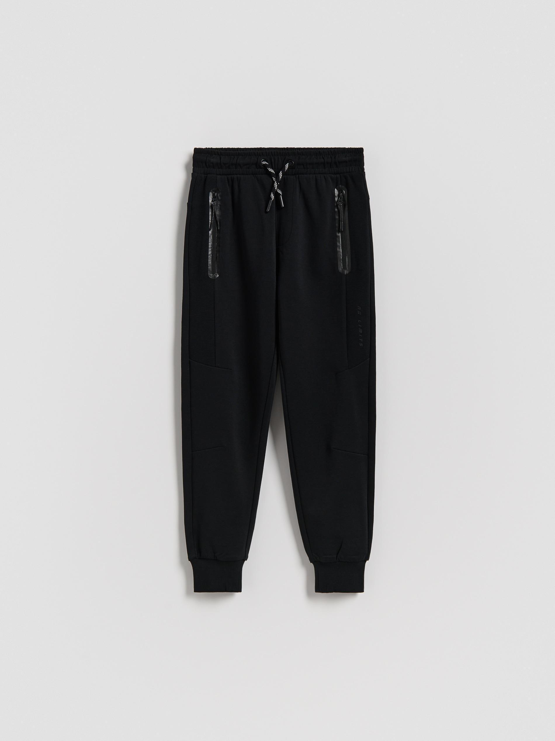 Black Cotton Joggers, Black, medium