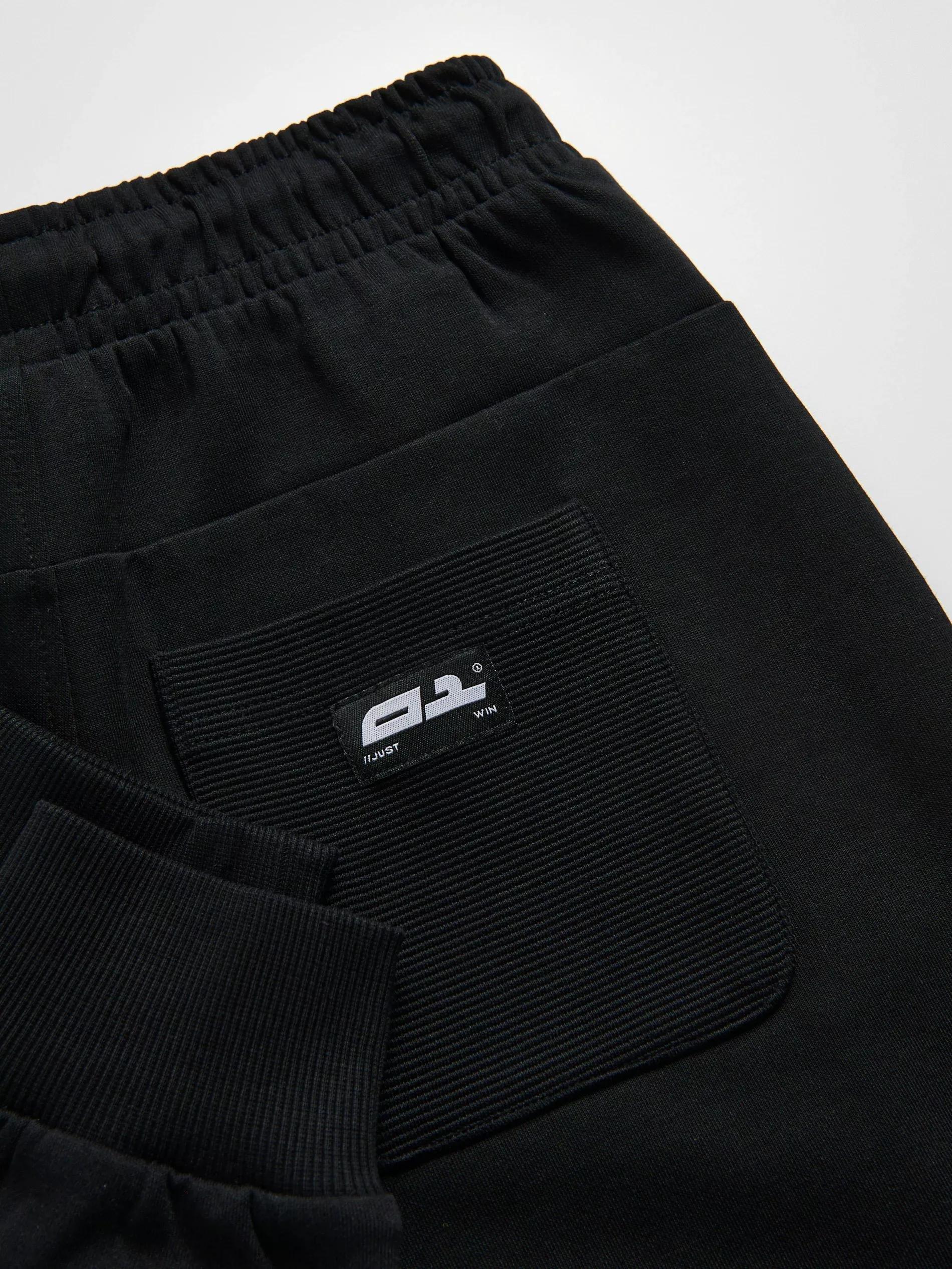 Black Cotton Joggers, Black, medium