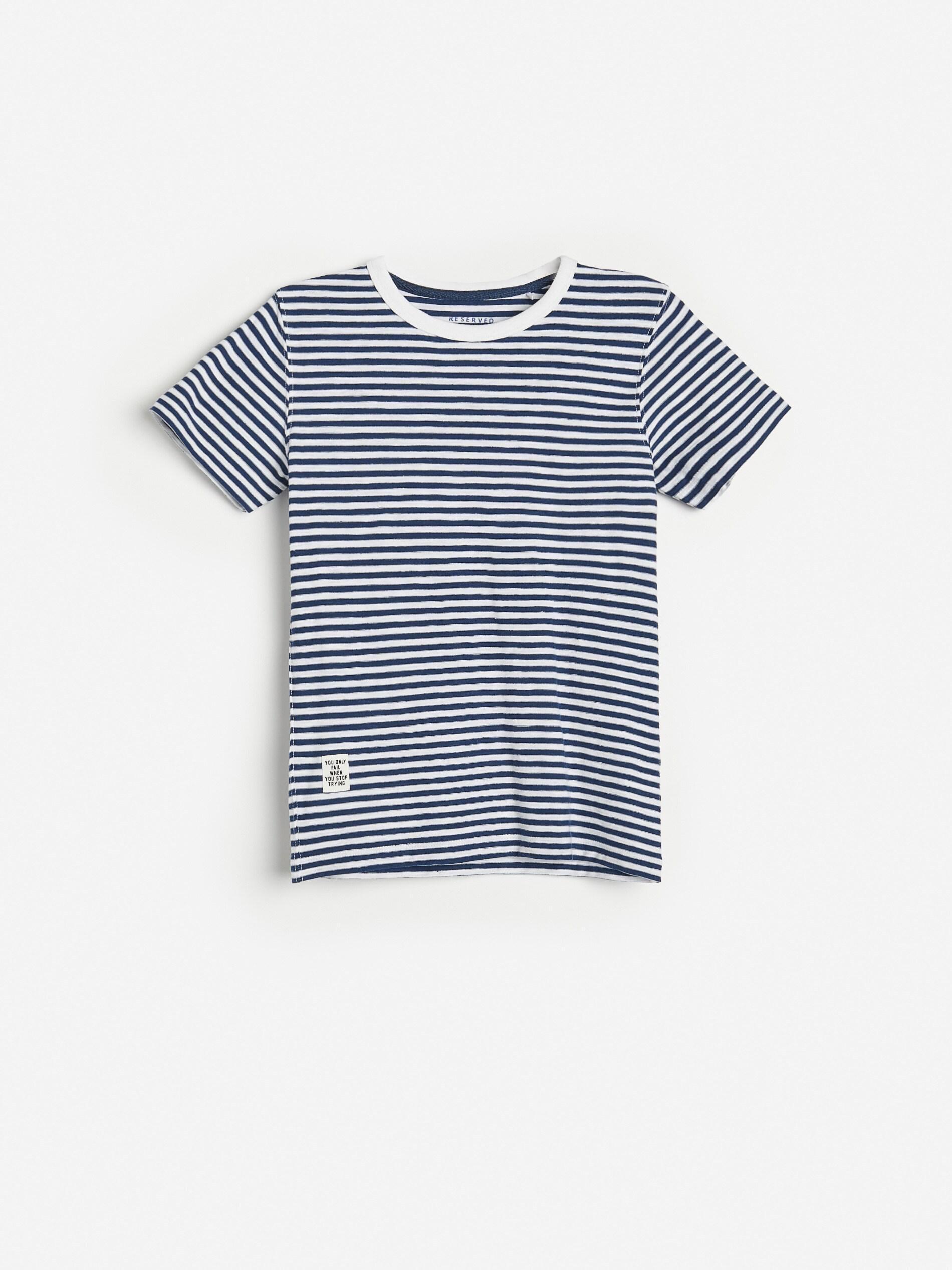 Navy Blue Striped Cotton T-Shirt, , large image number 1
