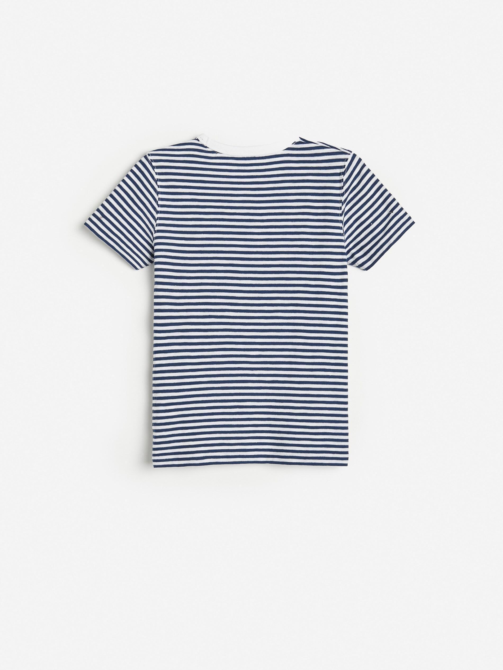 Navy Blue Striped Cotton T-Shirt, , large image number 3