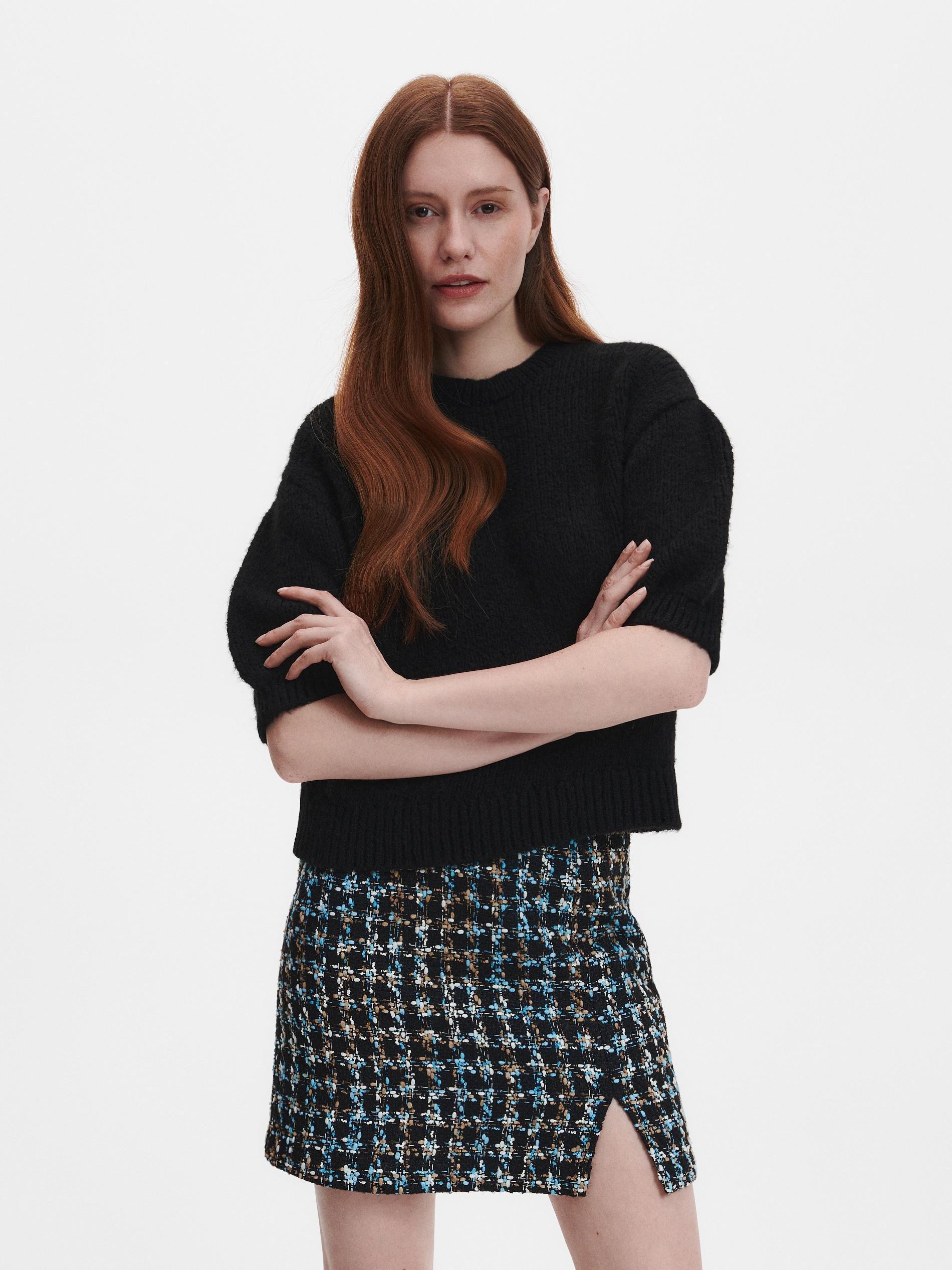 Black Jumper With Puff Sleeves, , large image number 2
