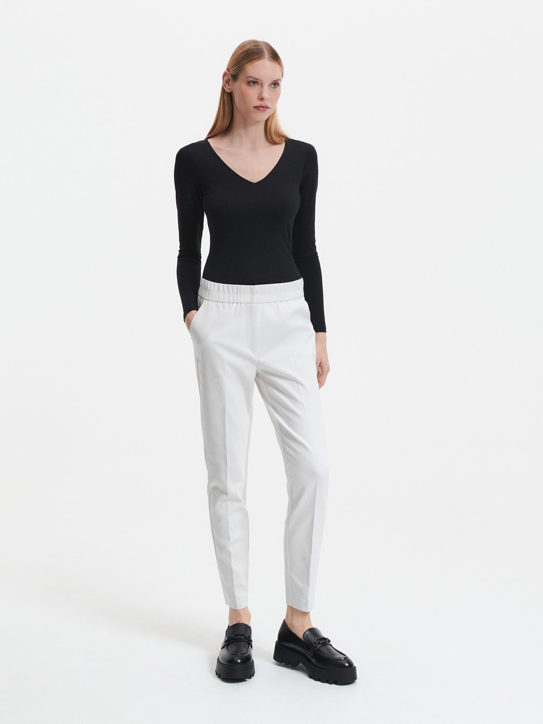 Ivory Trousers With Pressed Crease, , large image number 0