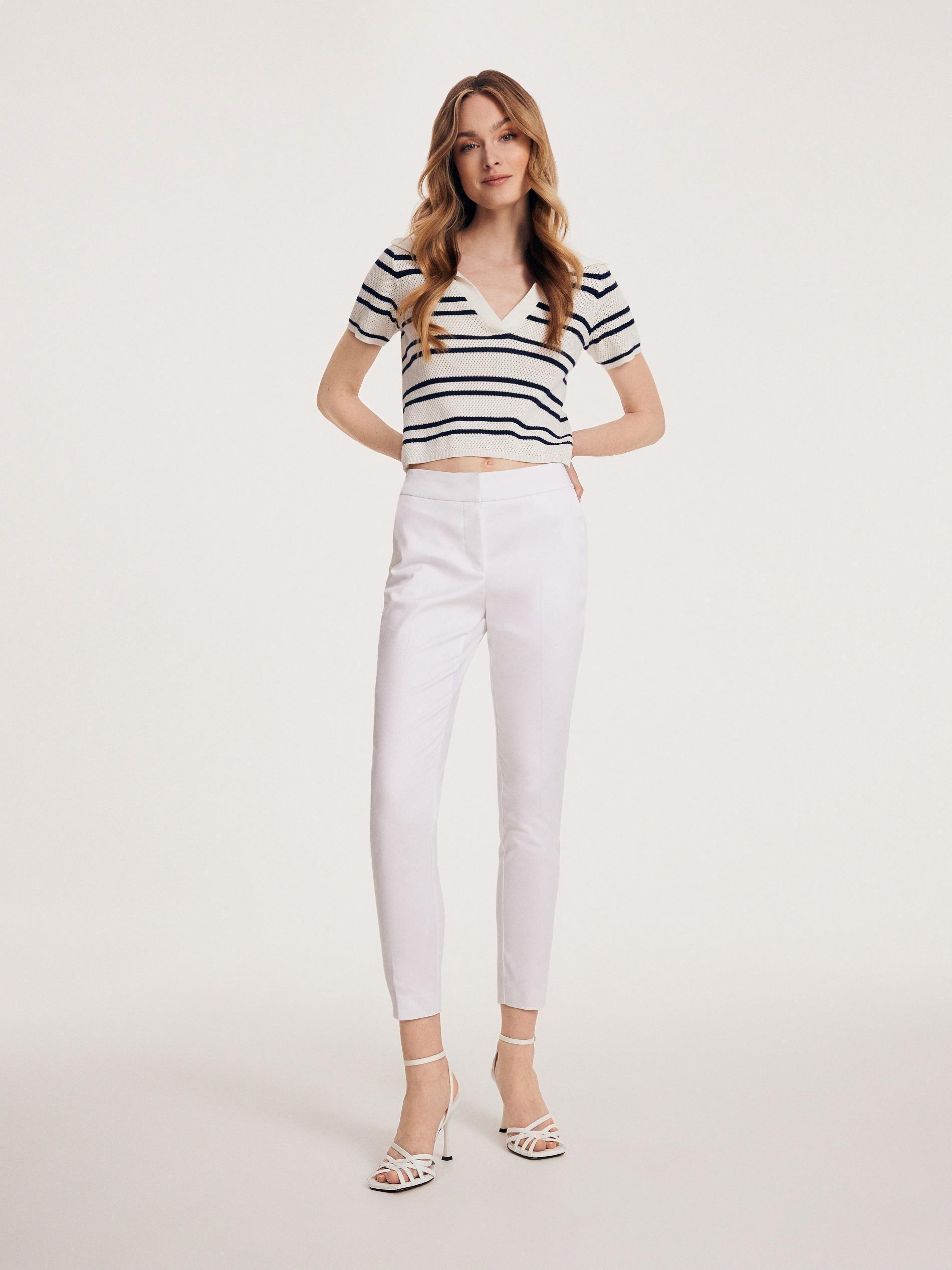 Reserved - White Trousers With Pressed Crease