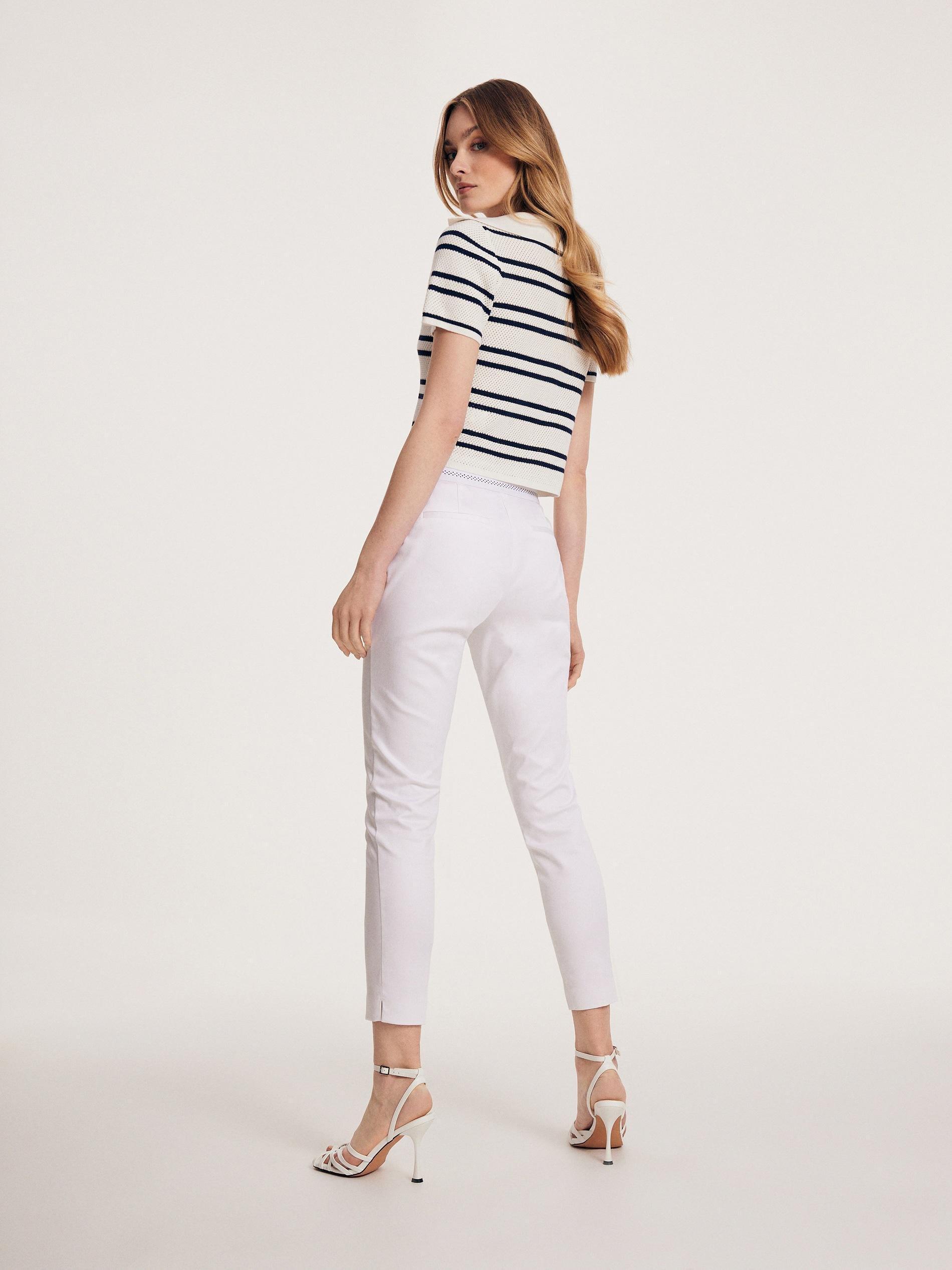 Reserved - White Trousers With Pressed Crease