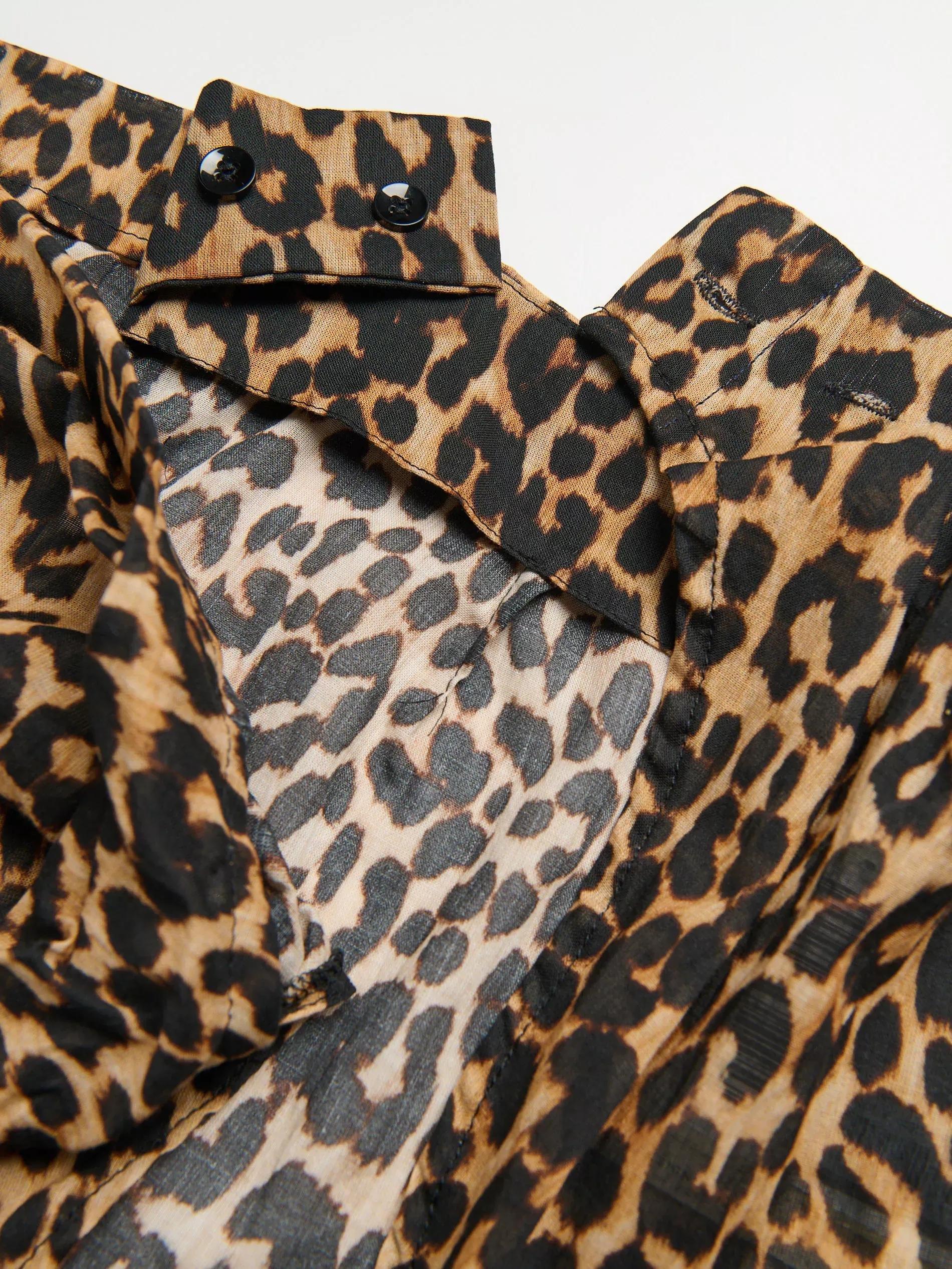 Brown Animal Print Wraparound Skirt, , large image number 1