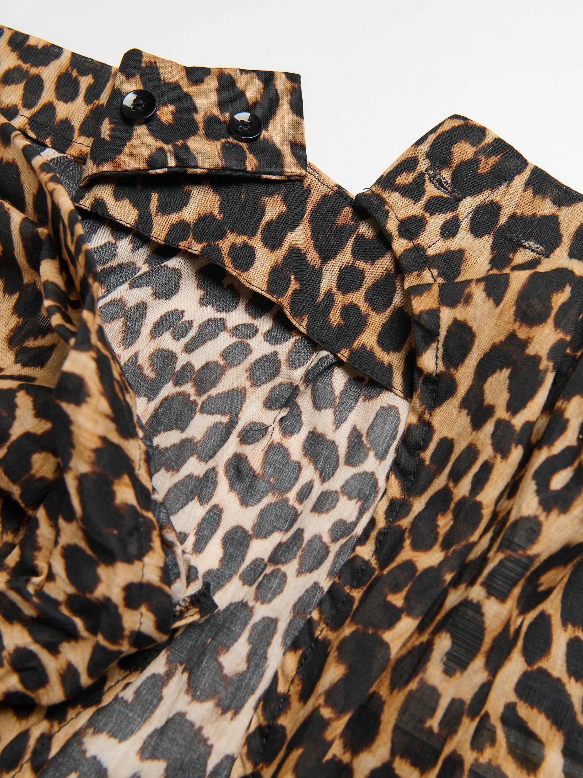 Brown Animal Print Wraparound Skirt, Brown, large image number 4