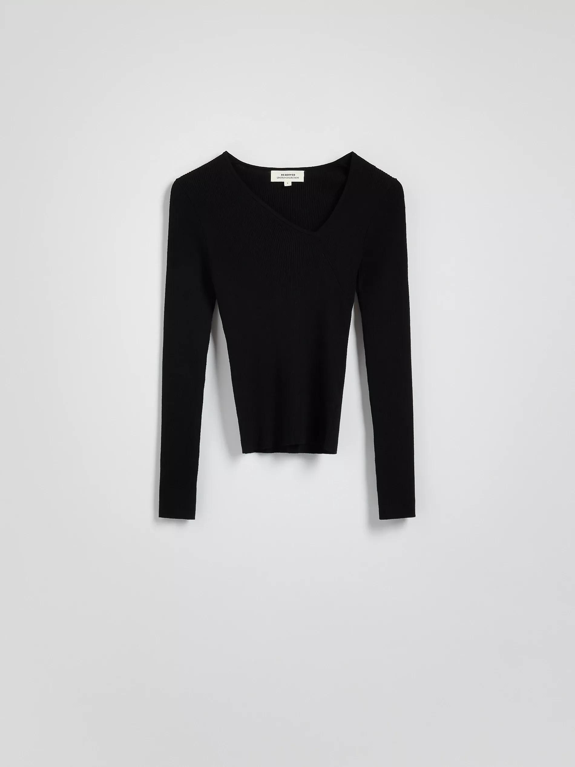 Black Blouse With Asymmetric Neckline, Black, large image number 5