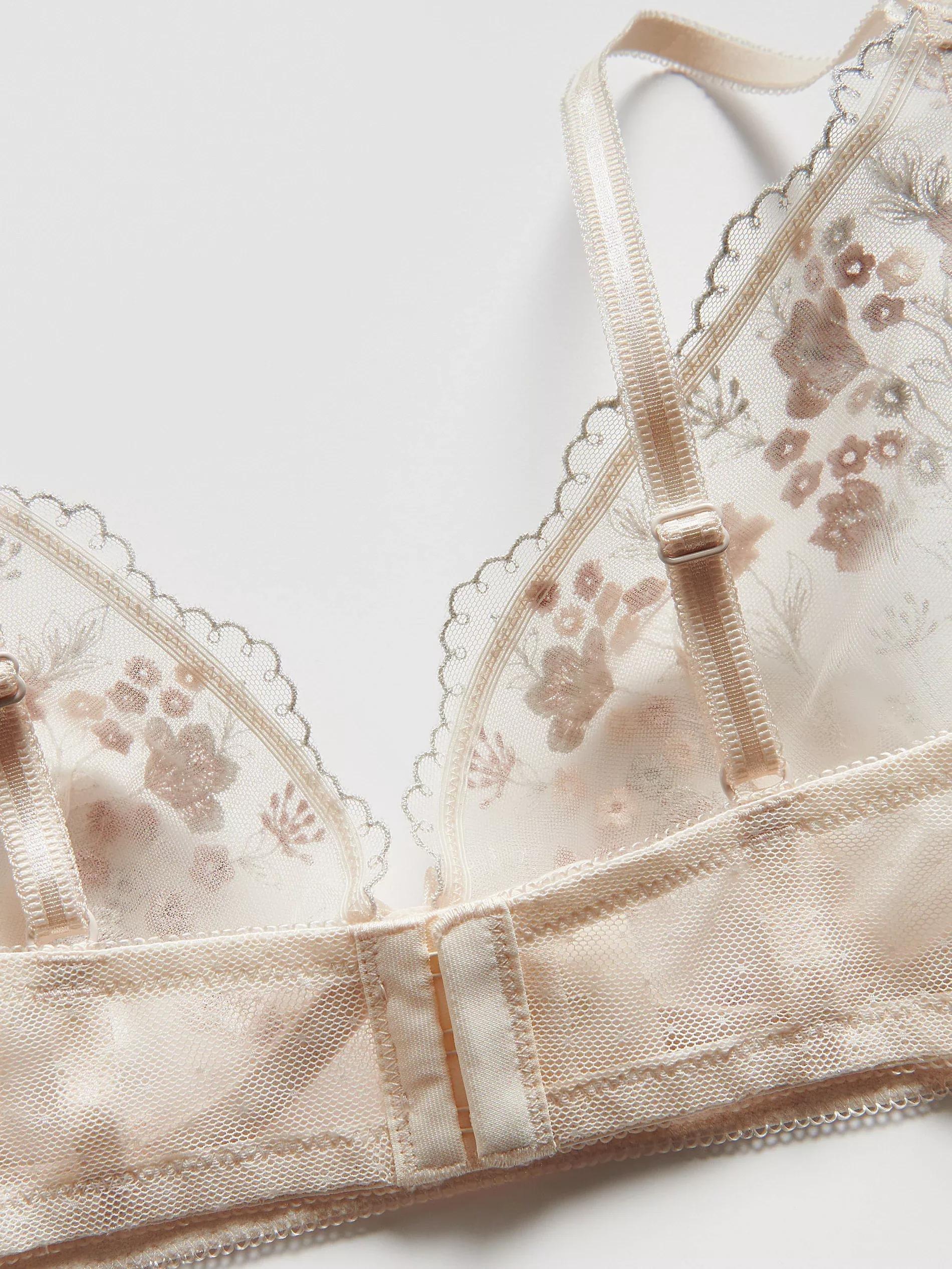 PASTEL PINK Soft bra with embroidery, Pink, medium