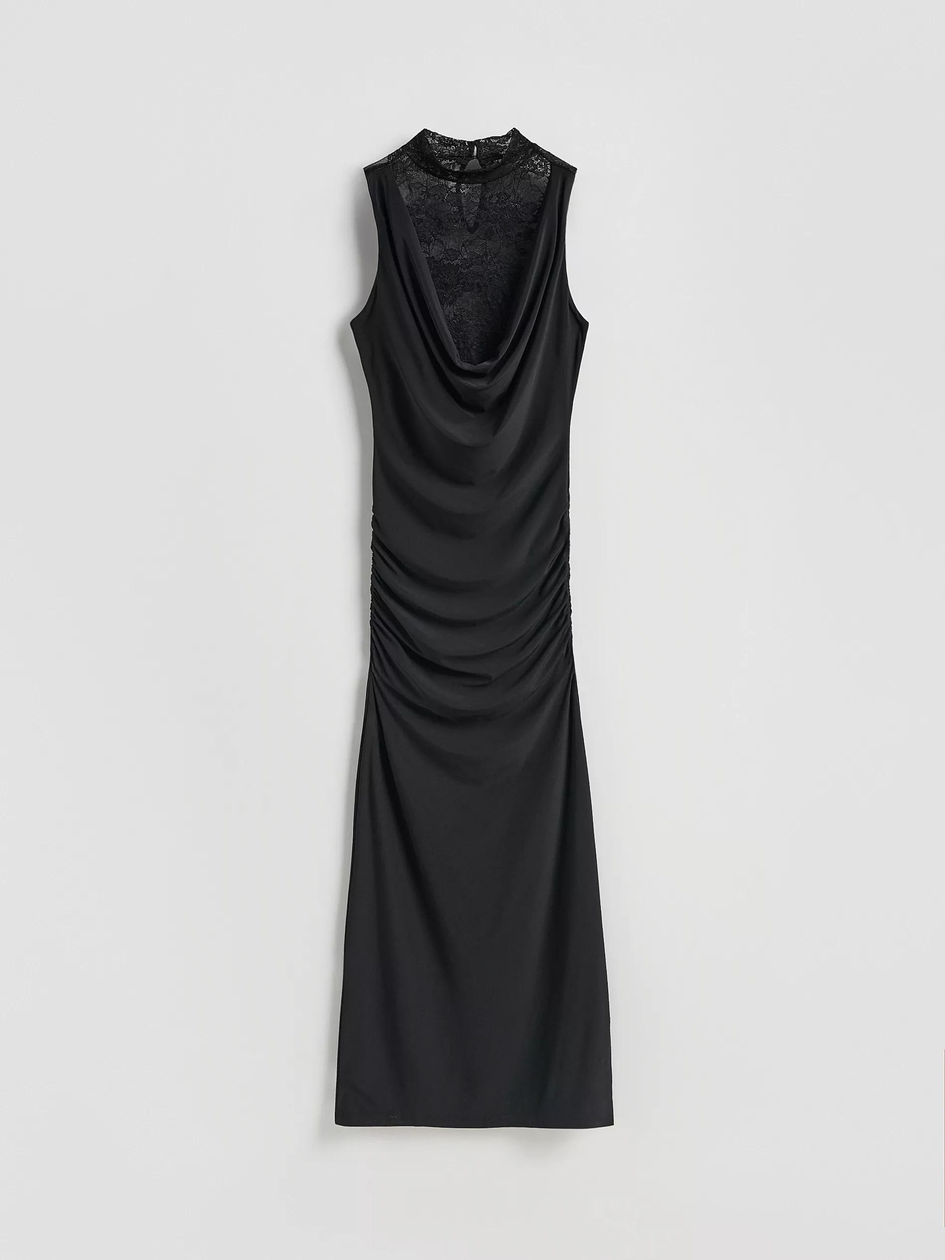Black Maxi Dress With Lace, Black, large image number 2