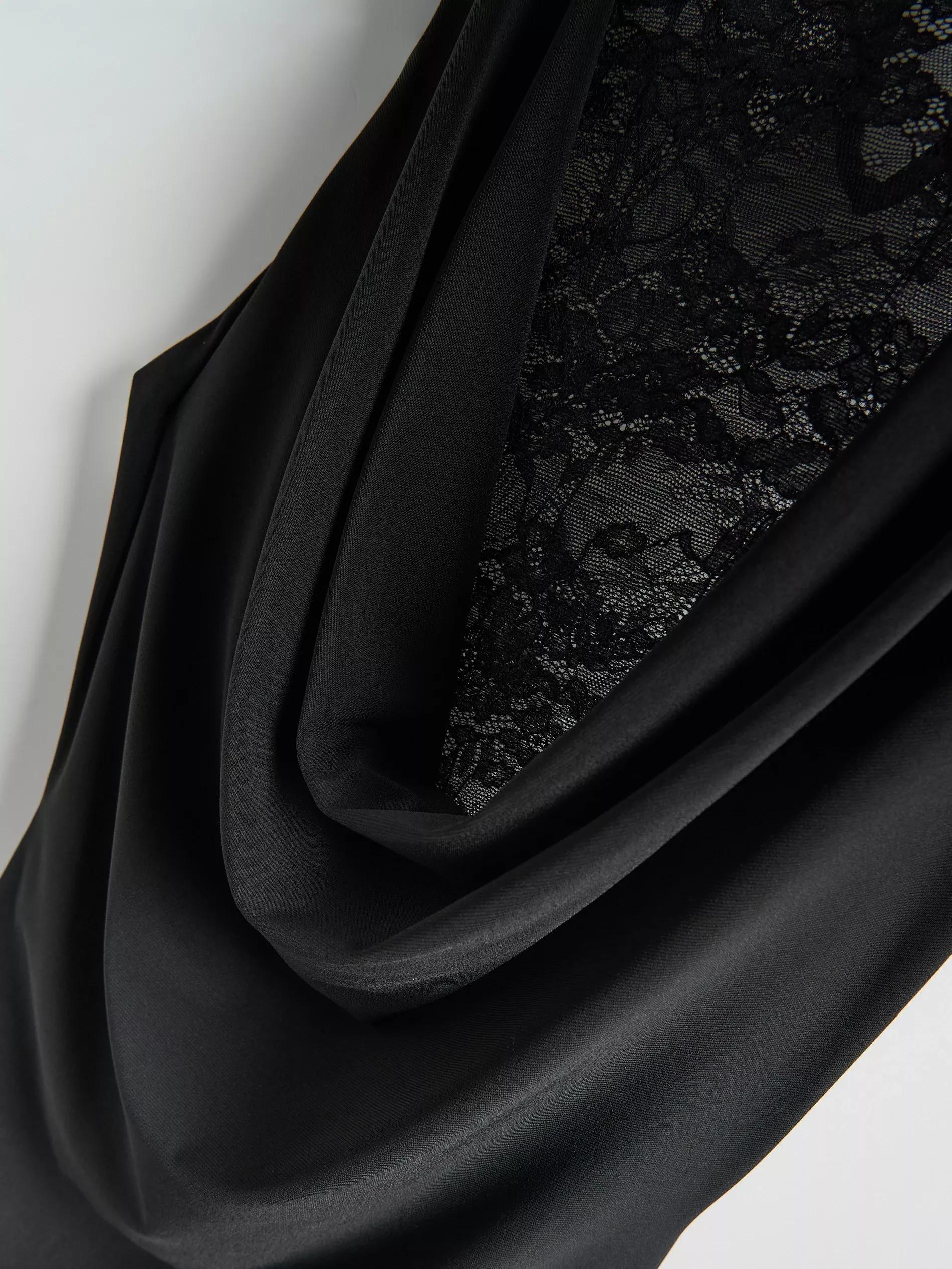 Black Maxi Dress With Lace, Black, large image number 3