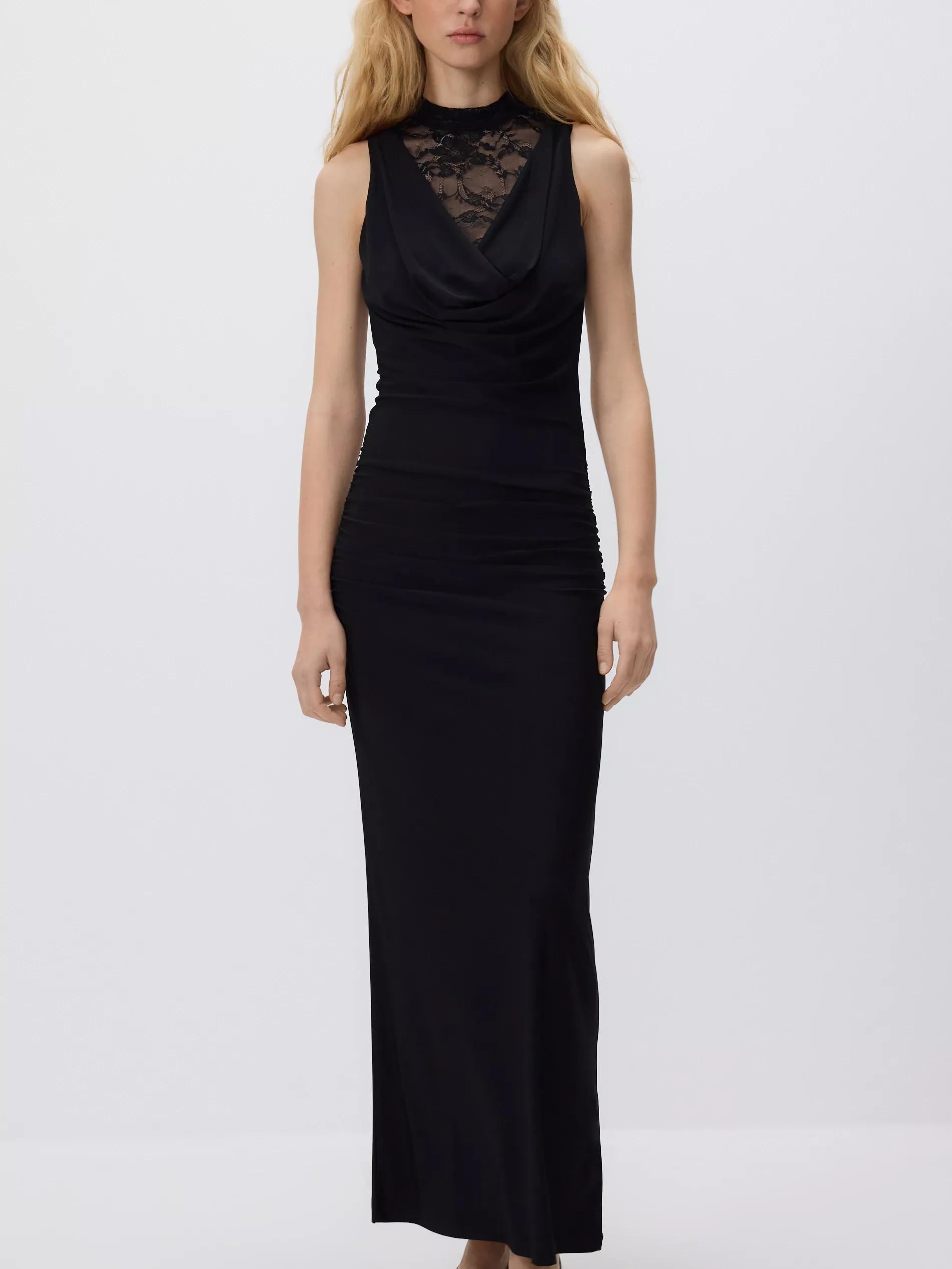 Black Maxi Dress With Lace, Black, large image number 5