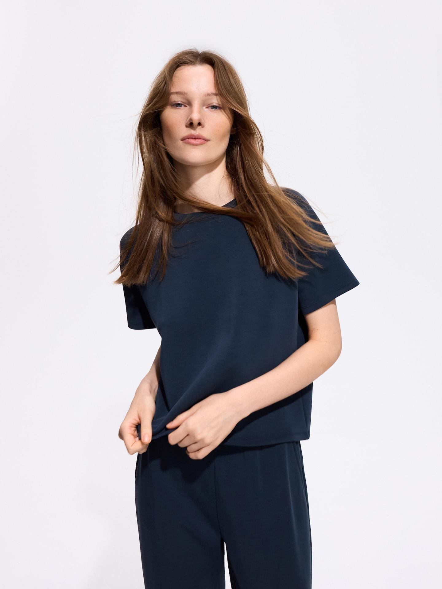 Blue Boxy Modal T-Shirt, Navy, medium