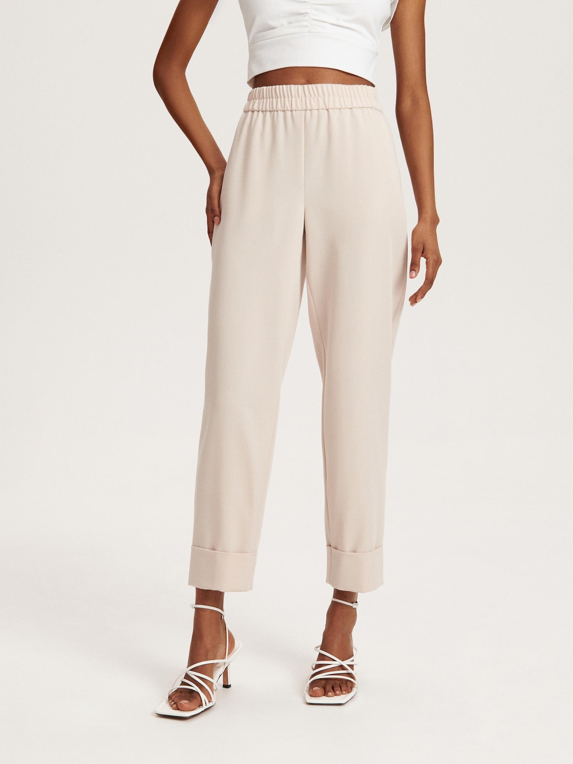 Beige Elegant Trousers With Pressed Crease, , large image number 1